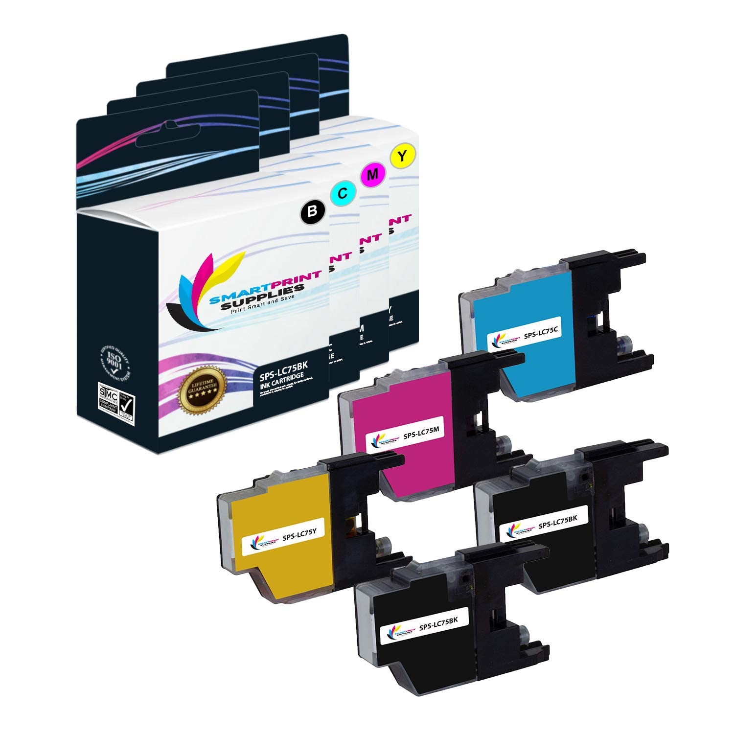 Brother LC75 Ink Cartridge 5-Pack - Compatible with MFC-J6510DW/J6710DW Printers for Home & Office Use