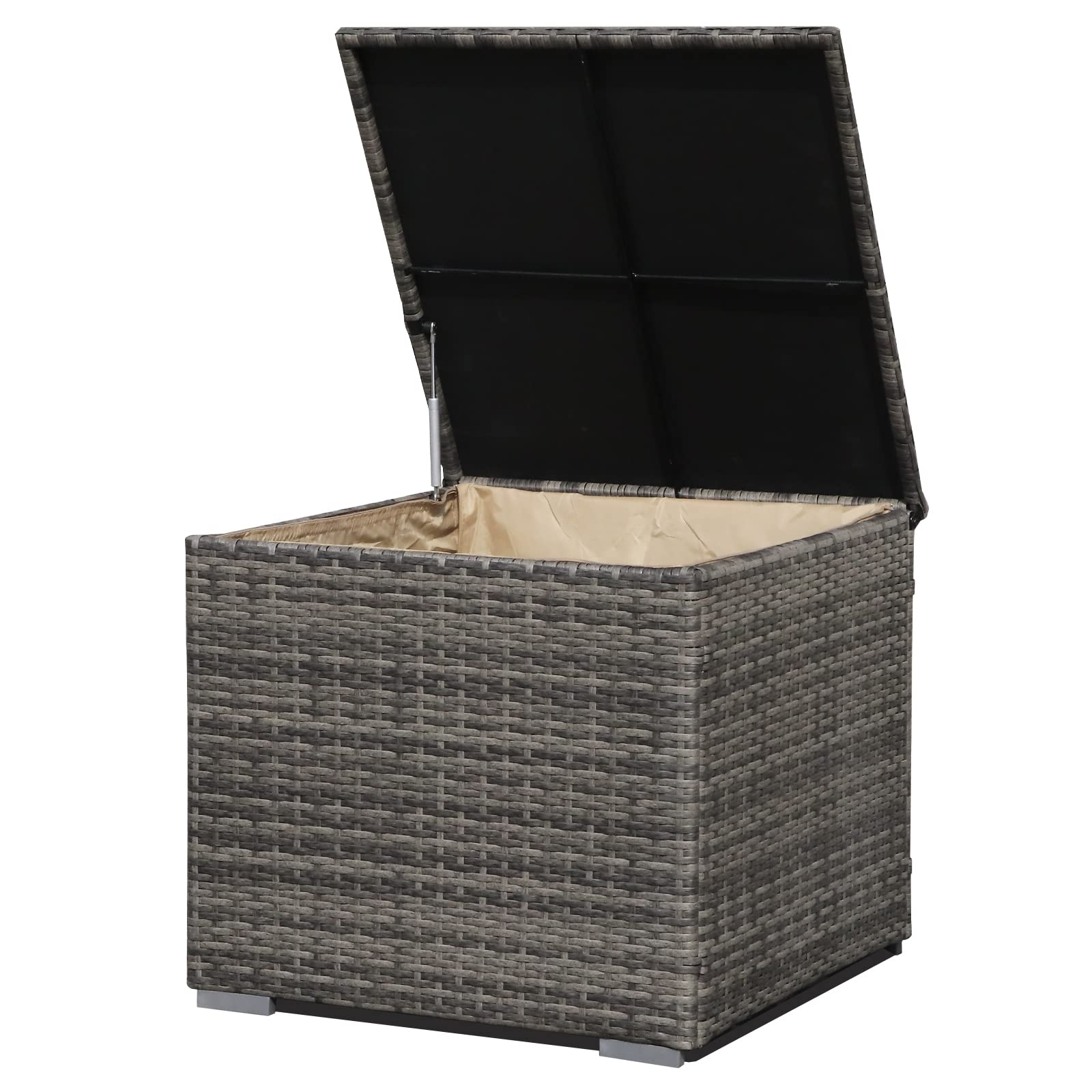 88 Gallon Waterproof Wicker Patio Storage Box - Outdoor Deck Box for Cushions, Garden Tools & Accessories | Weather-Resistant Gray Storage Bin for Backyard, Poolside & Patio Organization