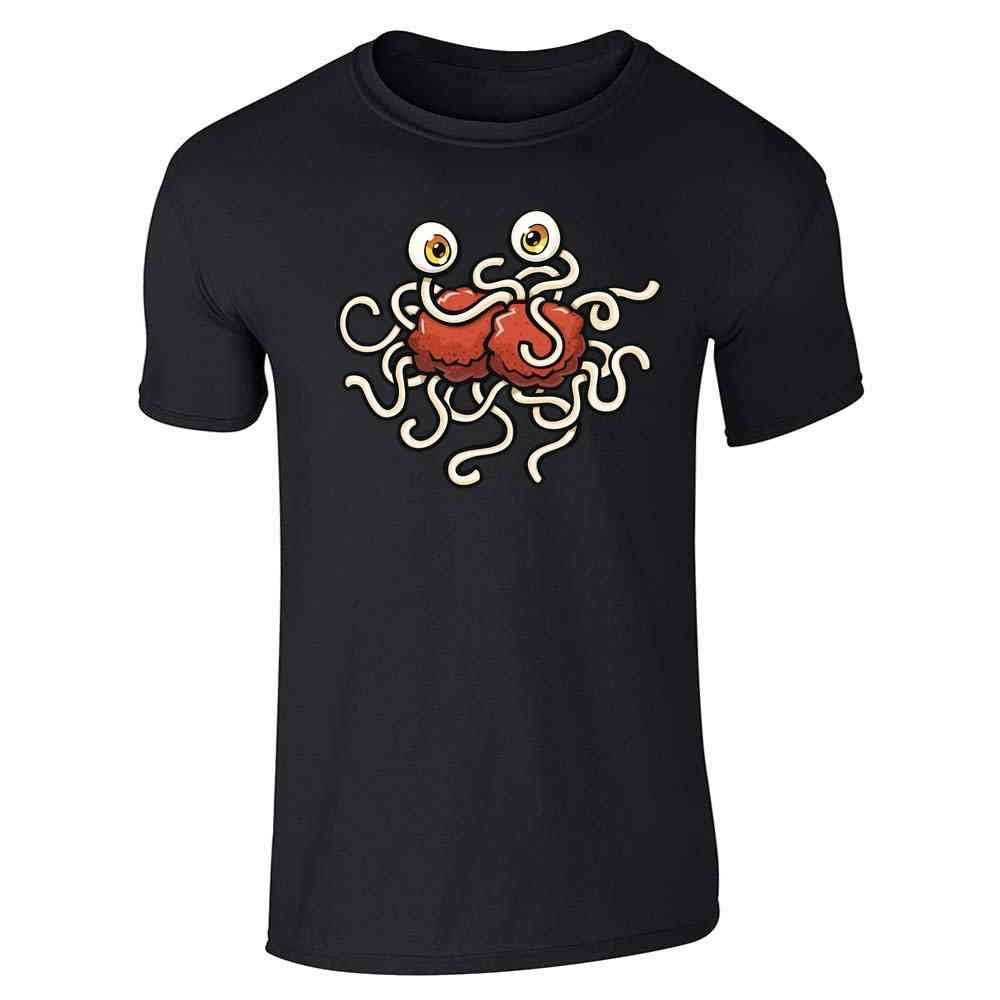 Pop Threads Church of The Flying Spaghetti Monster Funny Graphic T-Shirt for Men - Casual Wear & Gift Idea for Atheists & Pastafarian Fans