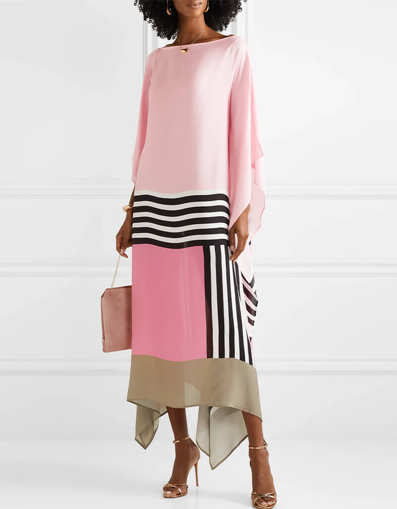 Baby Pink Soft Satin Silk Kaftan Dress for Women - Elegant Loungewear & Beach Cover Up