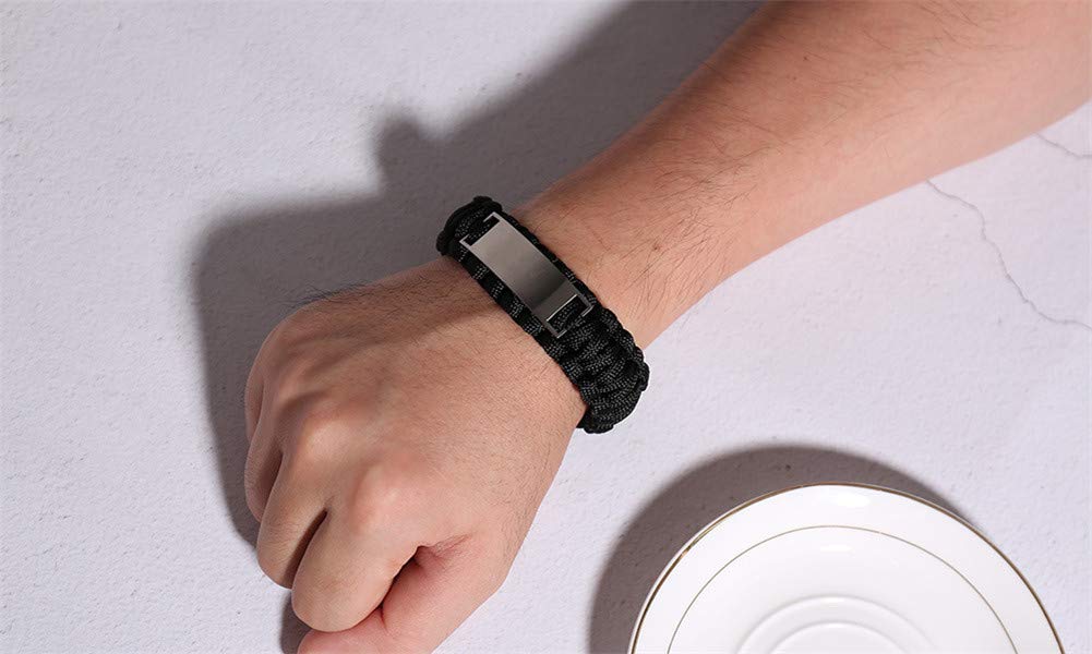Men's Stainless Steel Bible Verse Paracord Bracelet - Outdoor Survival Gear for Hiking & Camping