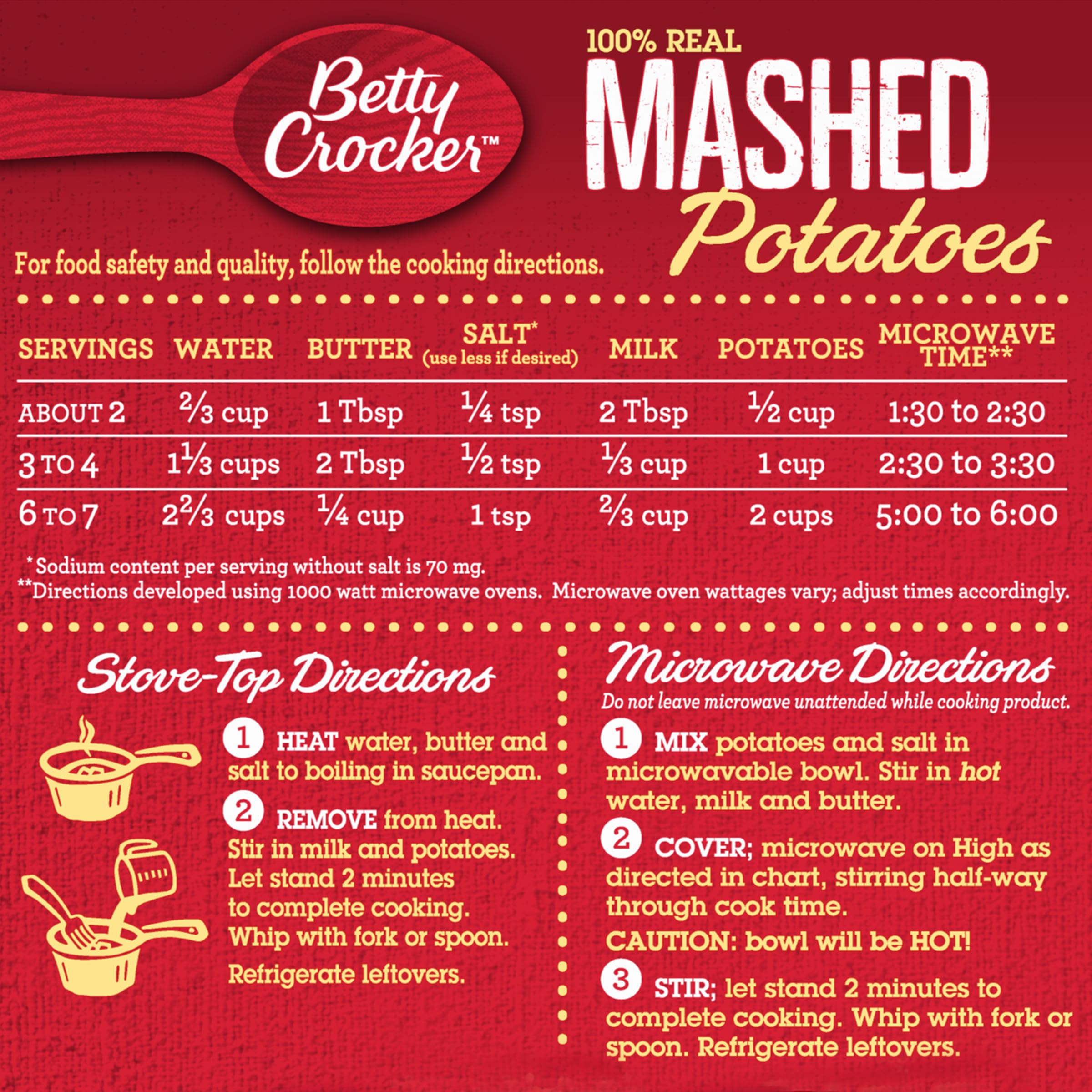 Betty Crocker Gluten Free Instant Mashed Potatoes, 13.75 oz (Pack of 6) - Quick & Easy Side Dish for Thanksgiving, Family Dinners & Healthy Meals