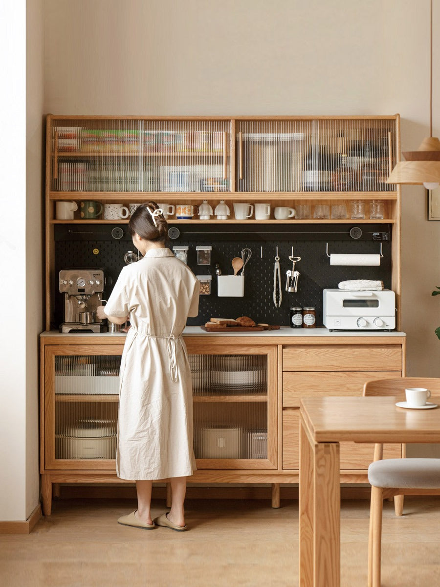 Solid Oak Wood Locker - Multi-Functional Storage Cabinet with Shelves & Drawers - Perfect for Entryway, Bedroom, or Office Organization