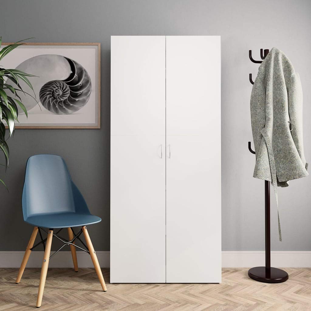vidaXL Contemporary 6-Tier Shoe Storage Cabinet with 2 Doors - Modern Entryway Organizer, Living Room Bookcase & Shoe Rack in White & Sonoma Oak | Perfect for Small Space Organization & Home Decor