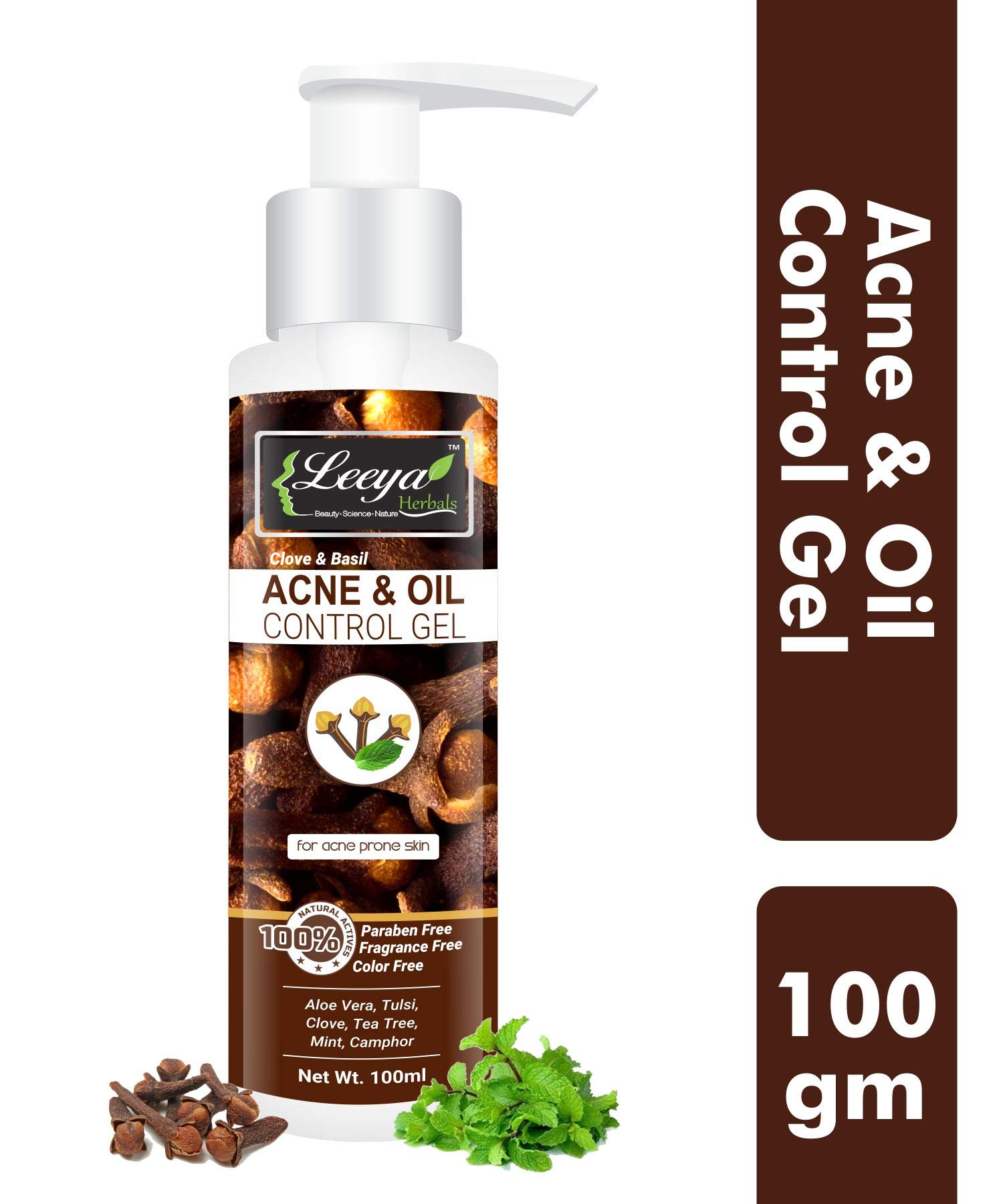 Leeya Clove Gel for Face - Acne & Oil Control Treatment with Basil Extract - 100g for Men & Women - Perfect for Daily Skincare & Blemish Prevention (LEEYA 516)
