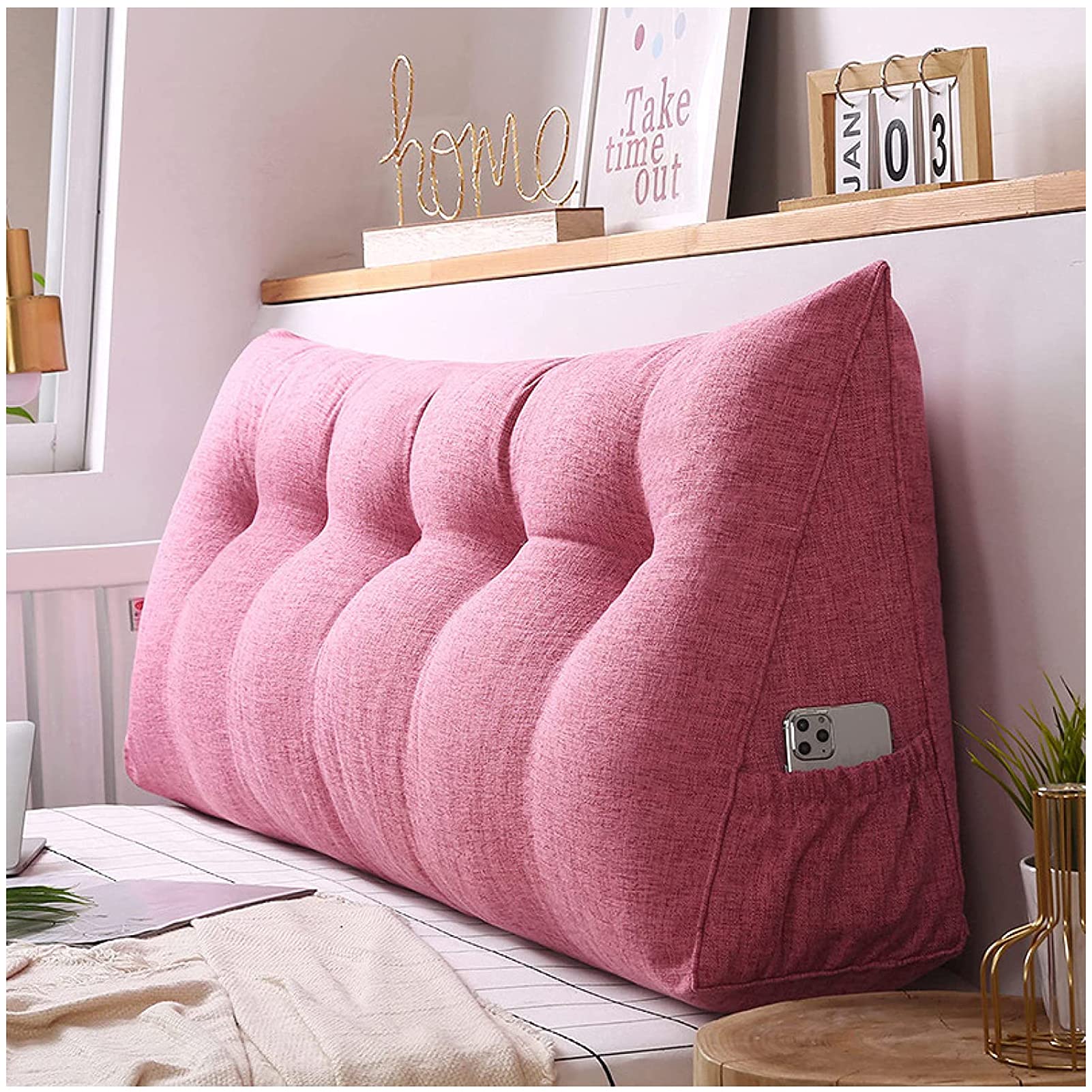 **Triangular Wedge Pillow & Body Positioner - Reading Pillow for Daybed, Bunk Bed & Tatami - Removable Cover, Upholstered Cushion (Perfect for Reading, Lounging & Back Support)**