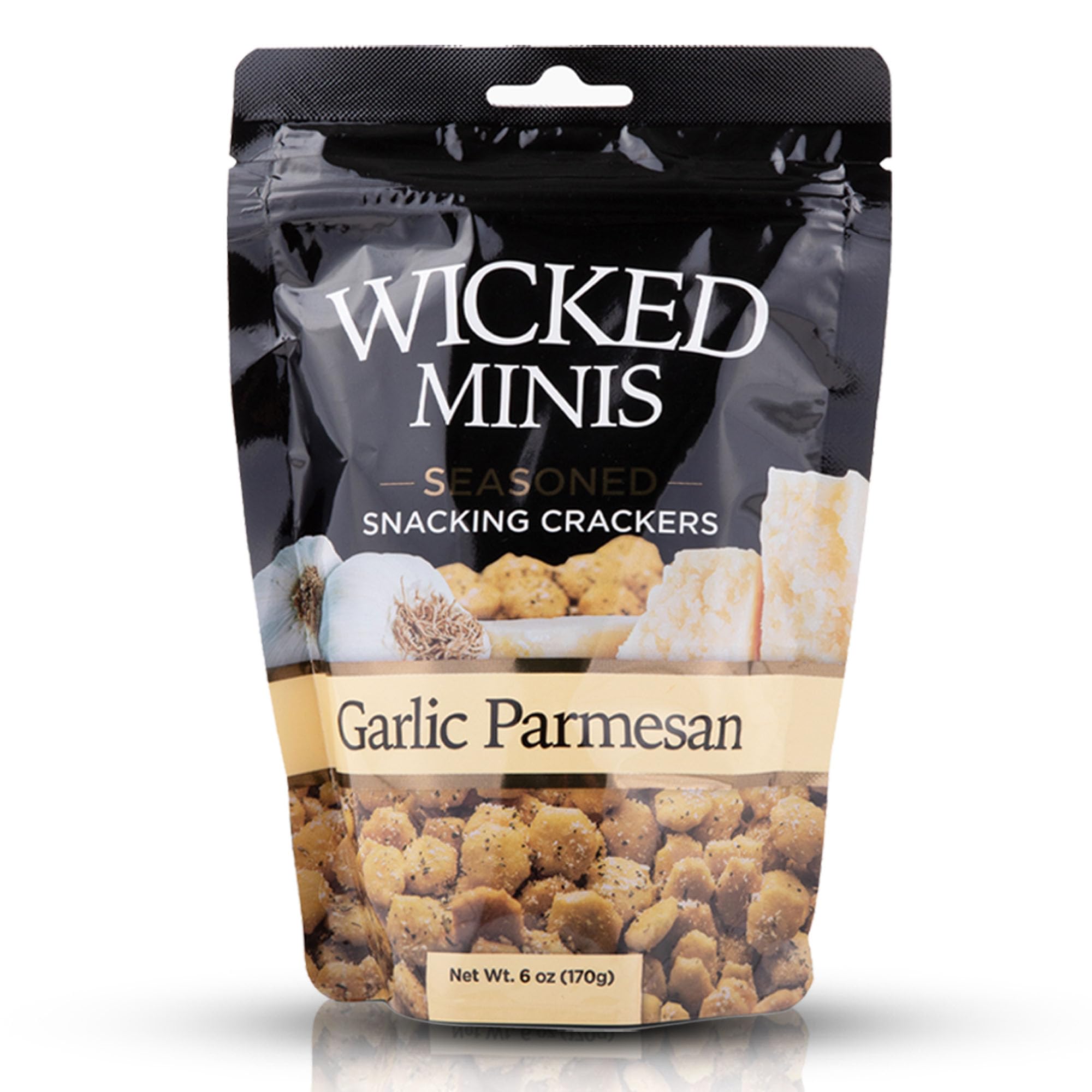 Wicked Minis Garlic Parmesan Soup & Oyster Crackers - 6oz Mini Salted Puffed Crackers for Chili, Salad Toppers, and Savory Snack Mix | Perfect for Soups, Salads, and Party Snacking