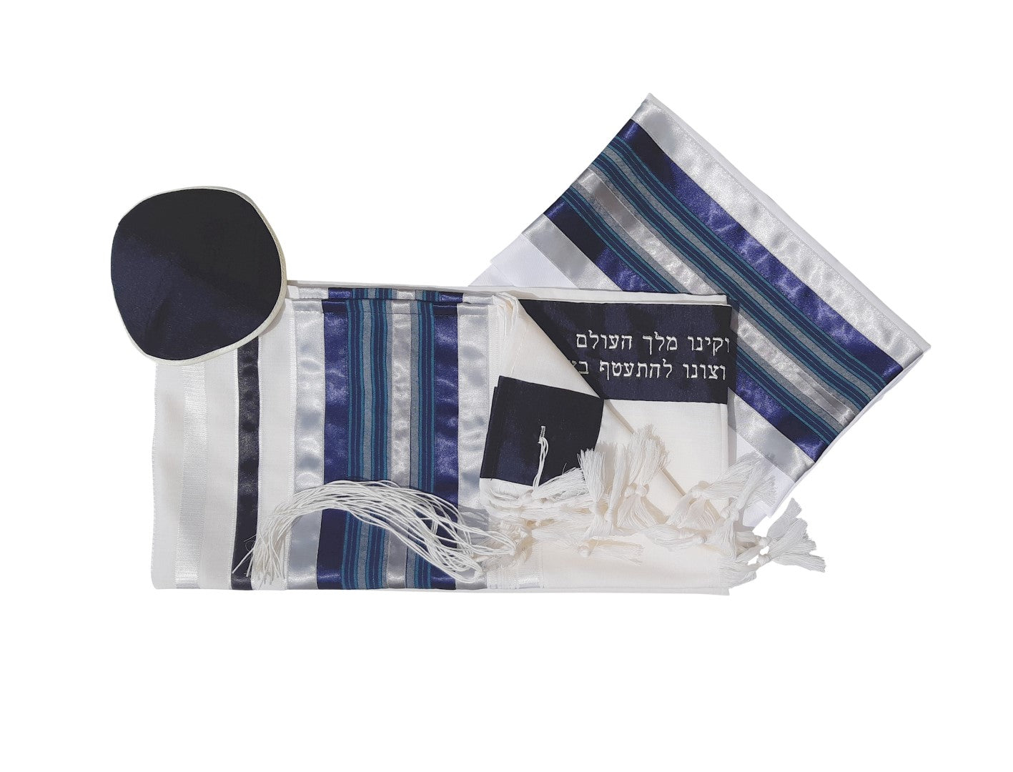 Exclusive Wool Tallit Prayer Shawl - Blue, Gray & Silver Shades for Jewish Religious Ceremonies & Worship Services