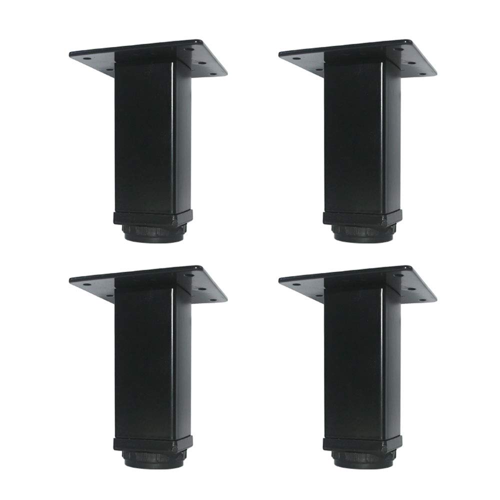 QLLY 6 Inch Adjustable Metal Table Legs - Set of 4 Square Furniture Legs for Office Desk, Coffee Table & Shelves - Heavy Duty Black Steel Legs for Home & Office Furniture