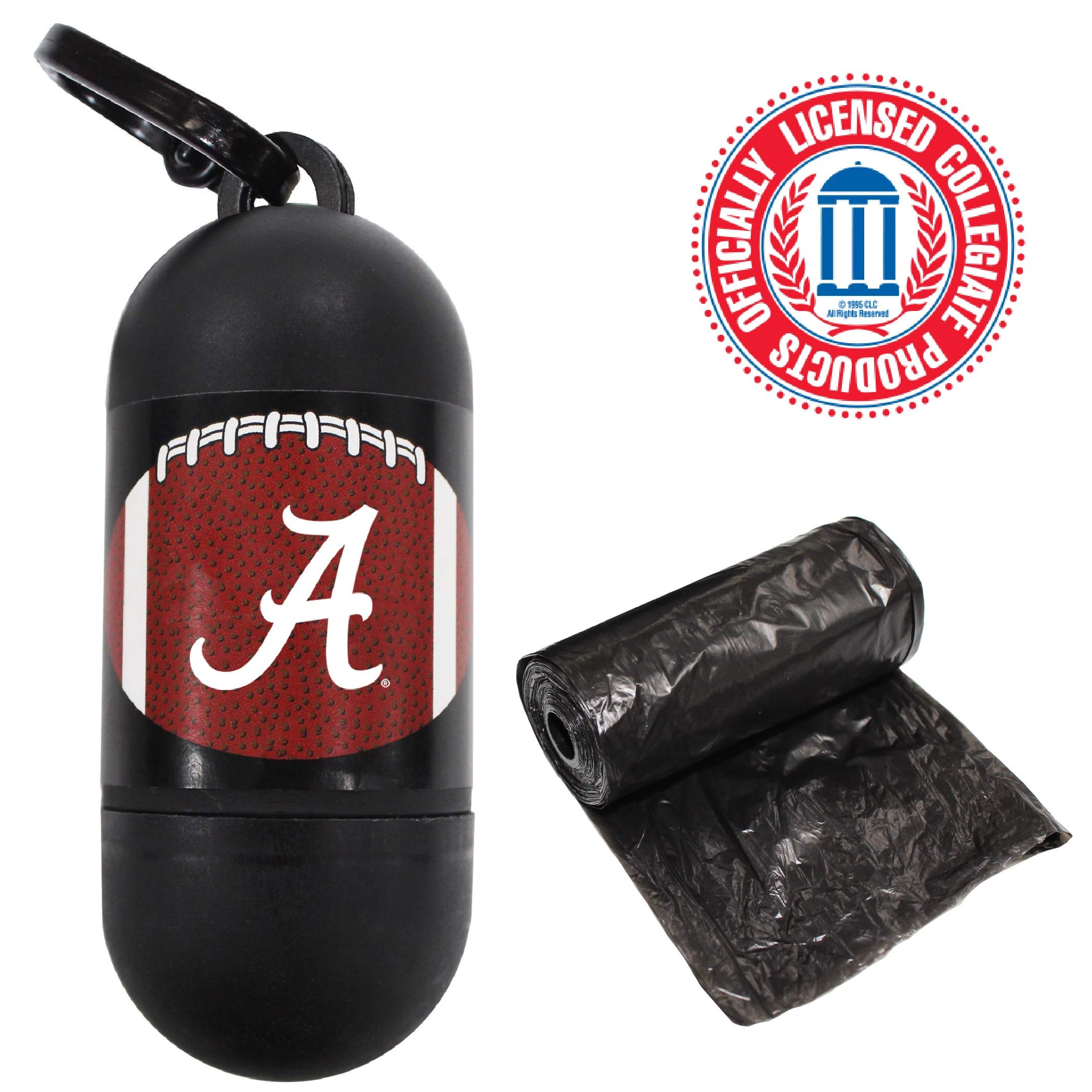 Alabama Crimson Tide Dog Poop Bag Dispenser with D-Ring for Leash & Keys - Includes 900 Premium Waste Bags - Perfect for Walking, Hiking & Outdoor Adventures with Your Pet