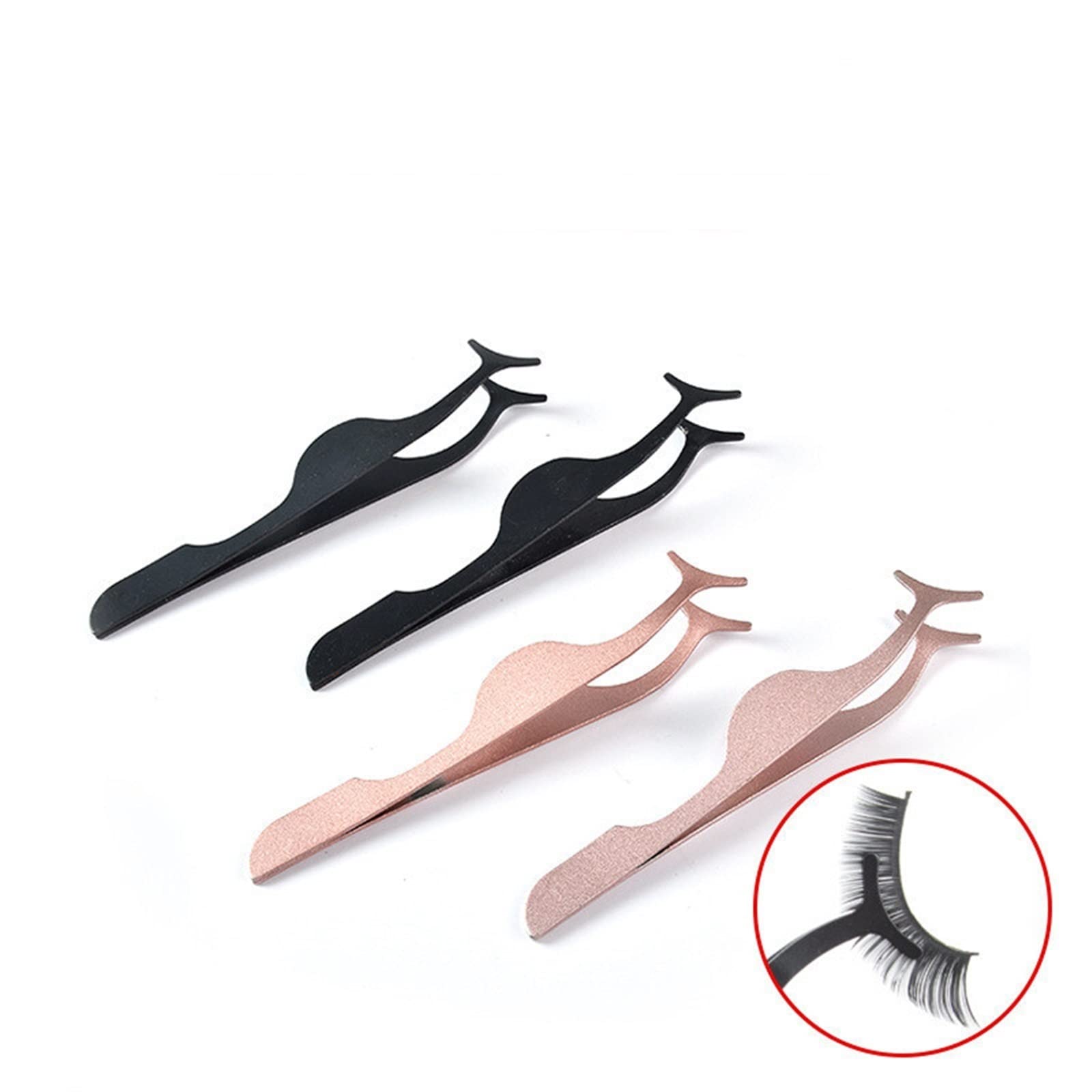 Premium Stainless Steel Hair Removal Tweezers - 1PC Rose Gold & Silver Eyelash Tweezers for False Eyelash Application, Eyebrow Shaping & Makeup Tools | Perfect for Salon Professionals & Home Beauty Care