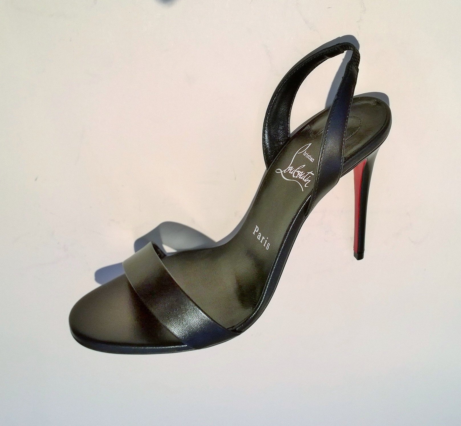 Christian Louboutin O Marylin 100 Black Leather Slingback Sandals - Women's Luxury High Heels (New in Box) - Perfect for Evening Parties, Weddings & Special Occasions