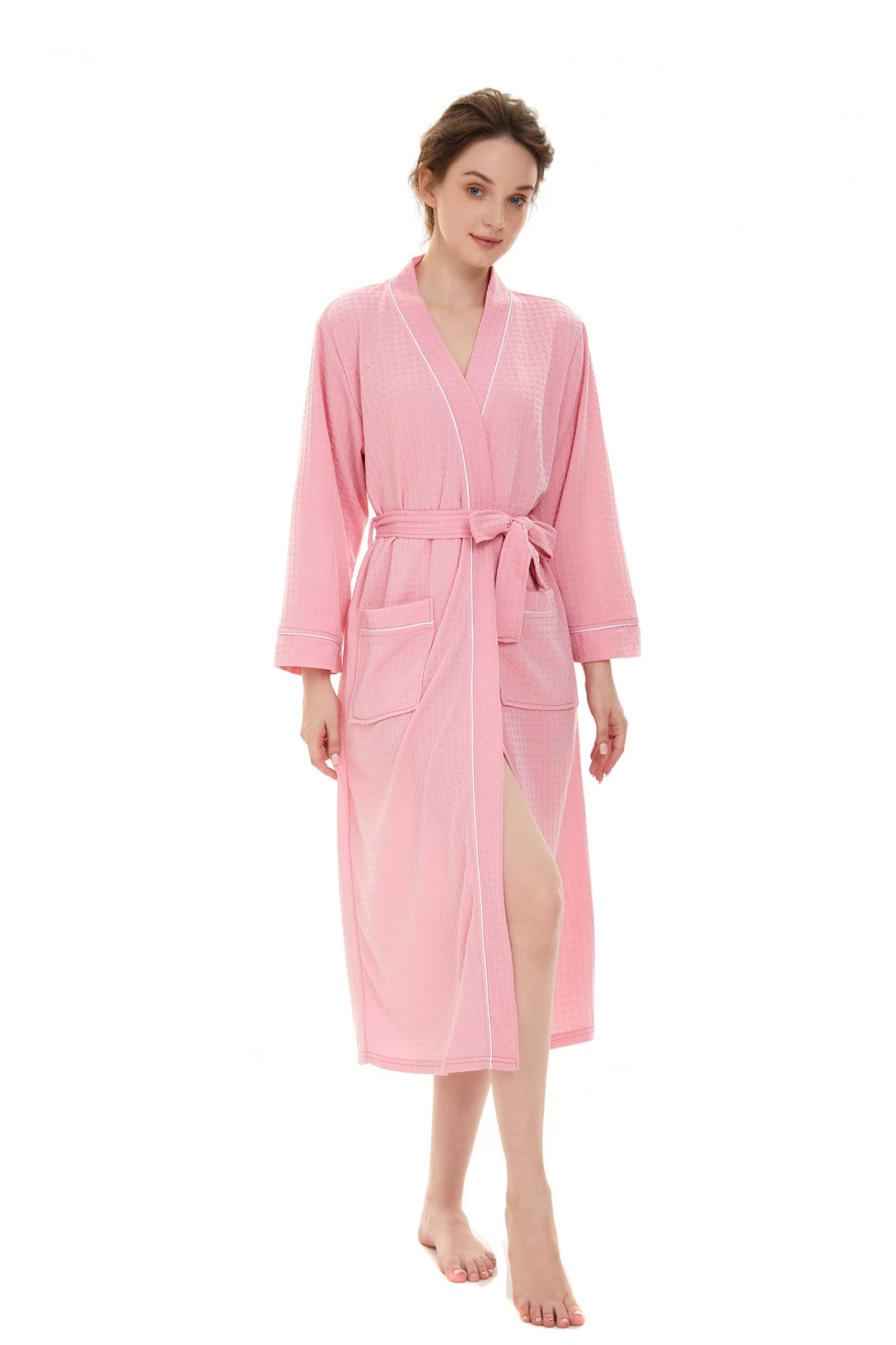 Krifey Plus Size Waffle Knit Robe for Women - Lightweight Long Bridesmaid Bathrobe, Soft Spa Sleepwear for Relaxation & Lounging at Home