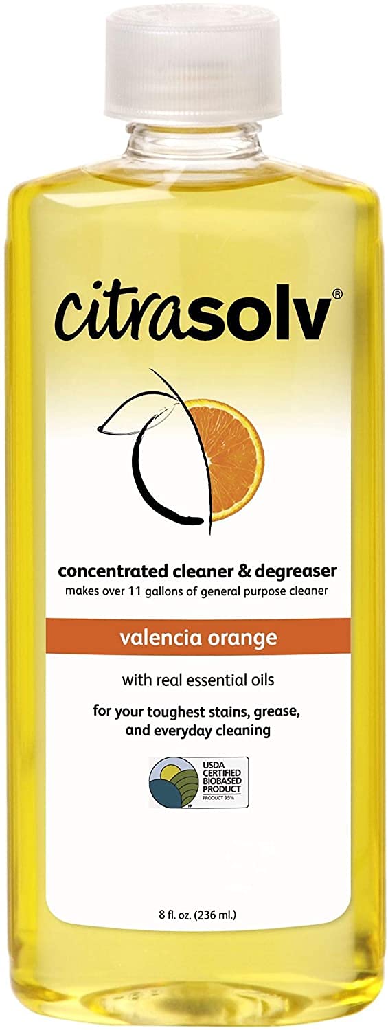 Citra Solv Concentrated Cleaner & Degreaser - Powerful Valencia Orange Scent (8oz, 6 Pack) | All-Purpose Household Cleaner for Kitchen, Bathroom & Garage | Eco-Friendly & Non-Toxic