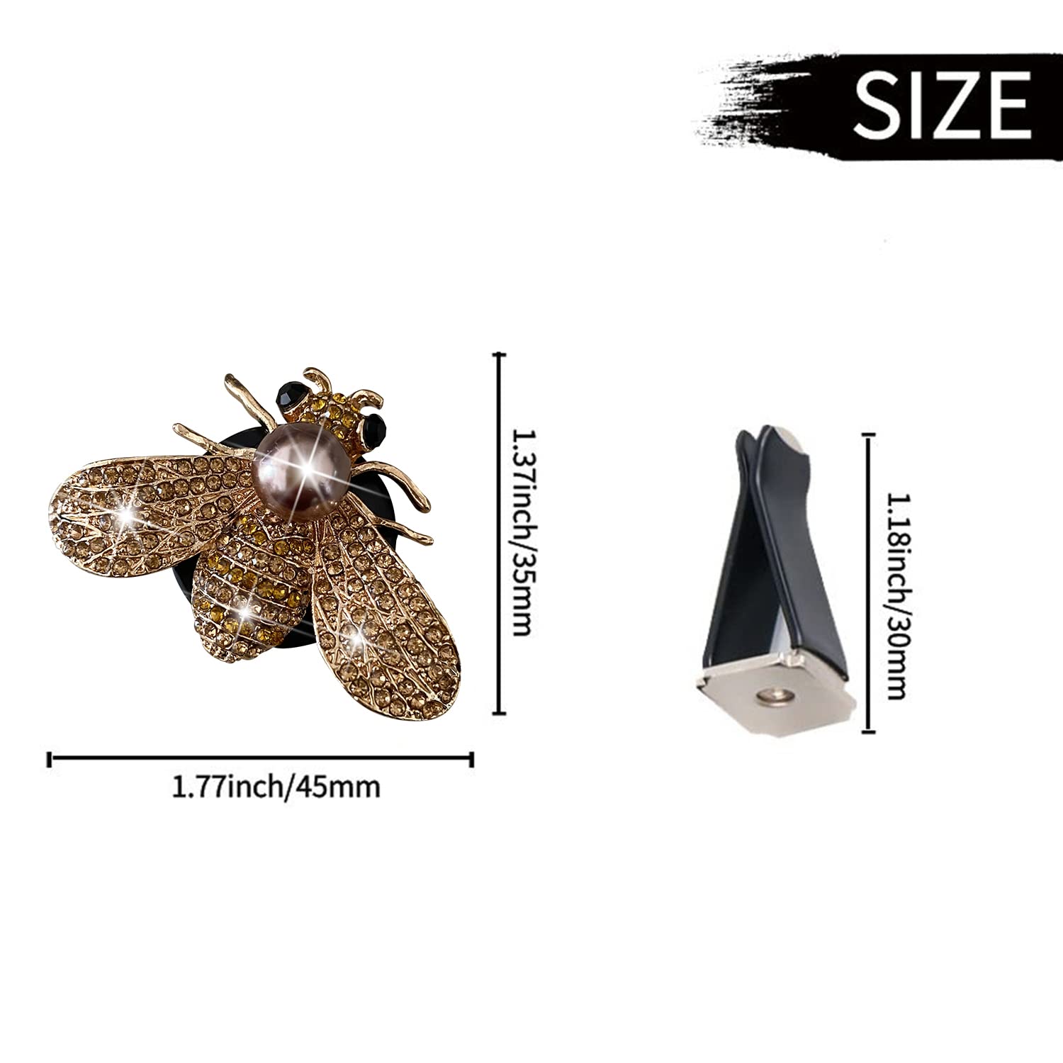 Shiny Bee Car Air Freshener - Pearl Diamond Bee Car Perfume Clip for Dashboard, Vent & AC Outlet | Rhinestone Bling Bee Charms Auto Interior Decor | Aromatherapy Accessory for Cars, SUVs & Trucks | Perfect Gift for Women & Car Enthusiasts