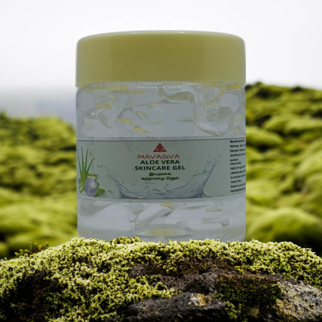 MAVASIVA Pure Aloe Vera Gel for Face & Skin Care - Hydrating, Moisturizing, Soothing Gel for Glowing Skin - Natural Aloe Vera White Gel for Men & Women (100g) - Perfect for Sunburn Relief, After Shave, Hair Mask & Daily Skincare Routine