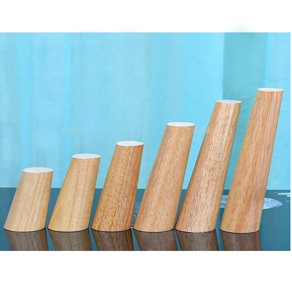 Solid Wood Table Legs - 4 Pack Slanted Conical Furniture Legs for Sofa, Bed, Cabinet, Couch & Chair (15cm/5.9in) with Mounting Plates & Screws - Perfect for DIY Furniture Repair and Home Decor Projects