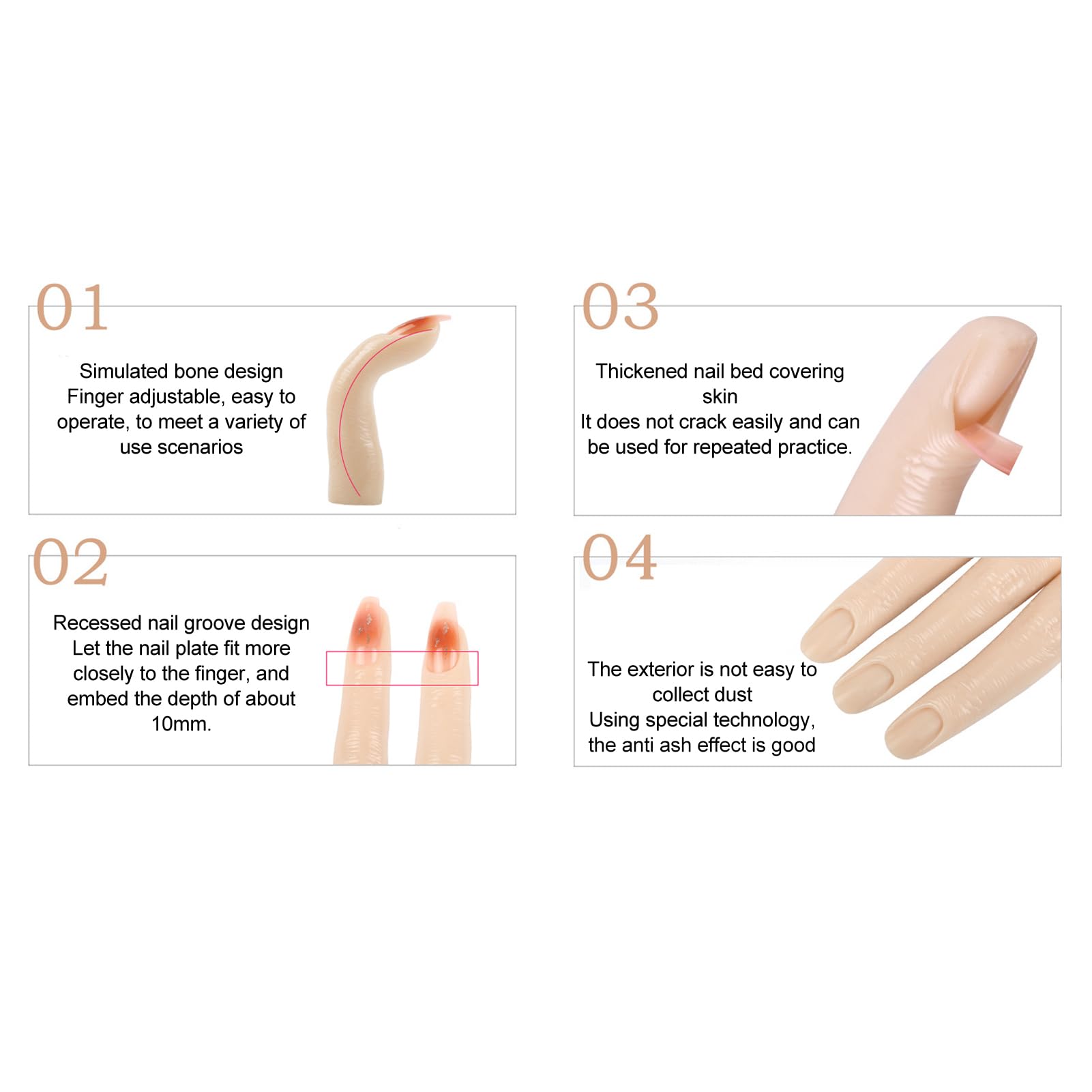 Flexible Silicone Practice Mannequin Fingers for Nail Art Training - Bendable Fake Nails with Flexible Joints for DIY Acrylic Nails, Gel Polish & Nail Extension Practice - Perfect for Nail Technicians, Students & Home Use