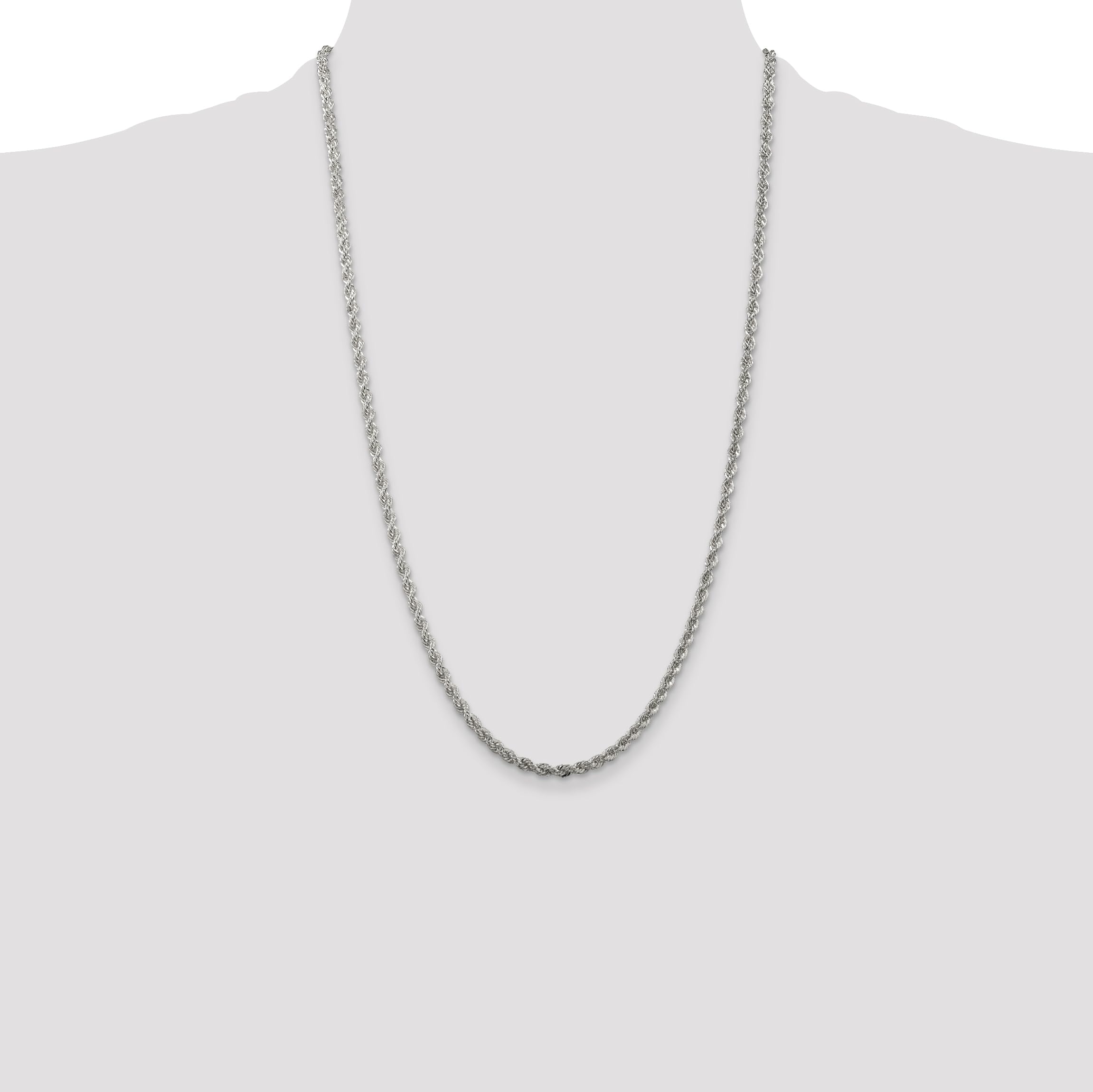 Sterling Silver 3.0mm Solid Rope Chain Necklace for Men & Women - Durable 925 Silver Jewelry for Everyday Wear, Gifts & Special Occasions