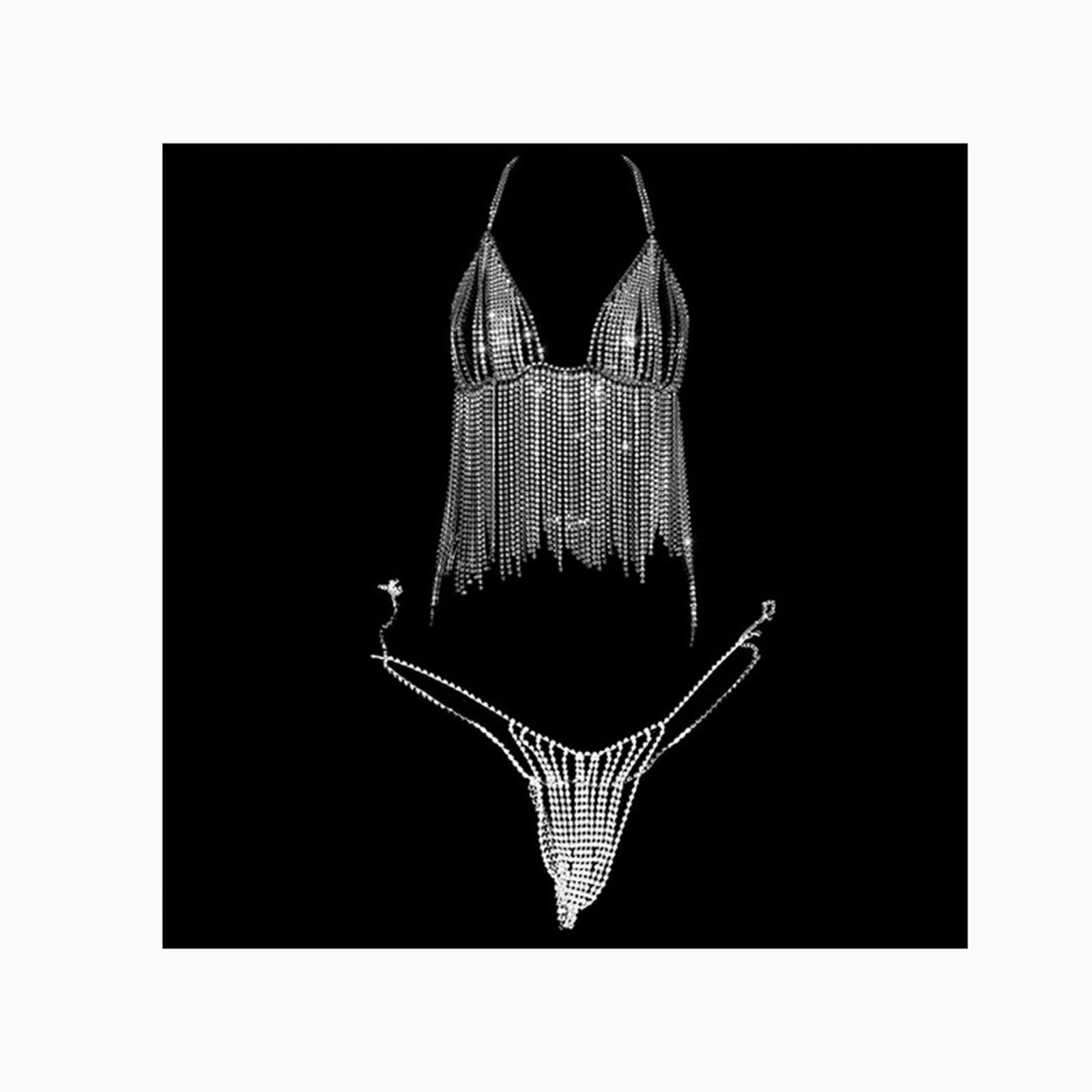 Sparkling Rhinestone Bra Body Chain Bikini Set - Sexy Summer Beachwear & Festival Costume Jewelry for Women & Teens | Perfect for Pool Parties, Music Festivals, and Nightclub Outfits