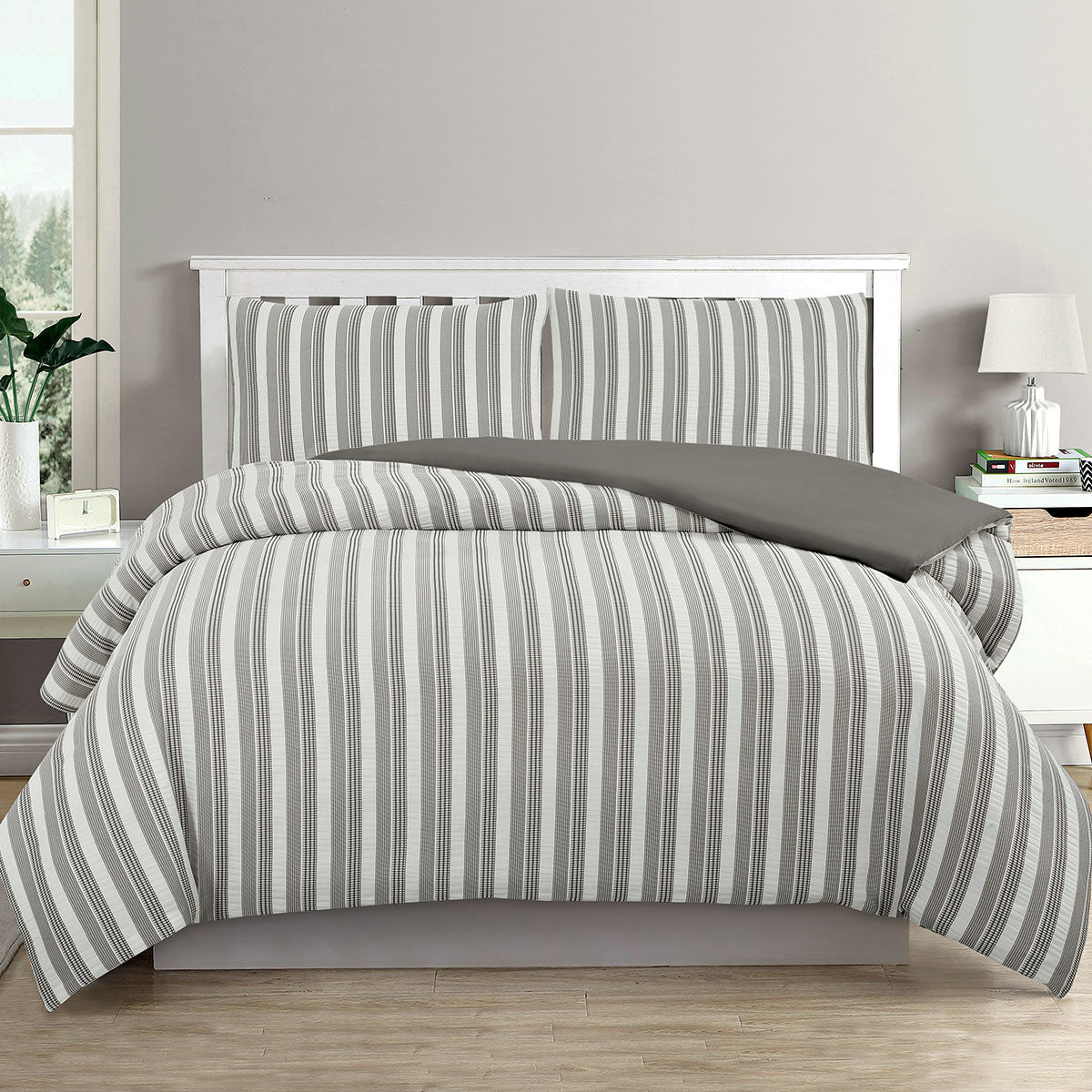 Ardor Cove King Size Charcoal Seersucker Waffle Quilt Cover Set - Breathable & Stylish Bedding for All Seasons - Perfect for Master Bedrooms, Guest Rooms & Cozy Retreats