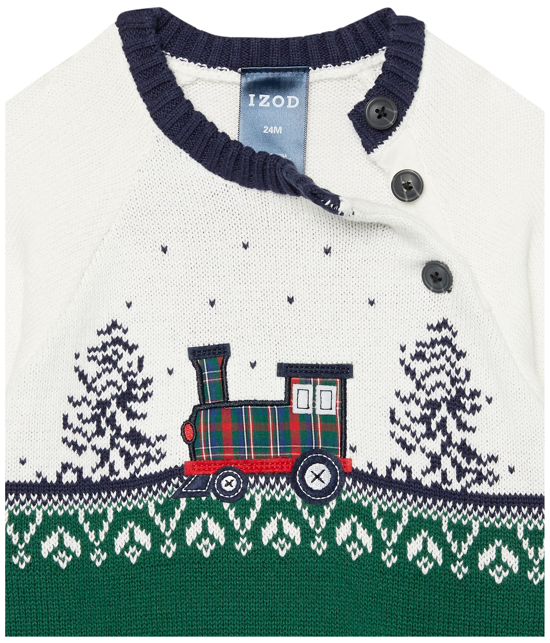 Izod Baby Boys' Holiday Sweater Coverall - Festive Outfit for Christmas & Winter Family Gatherings | Soft & Cozy Jumpsuit for Infants & Toddlers (Perfect for Holiday Photos, Parties & Seasonal Events)