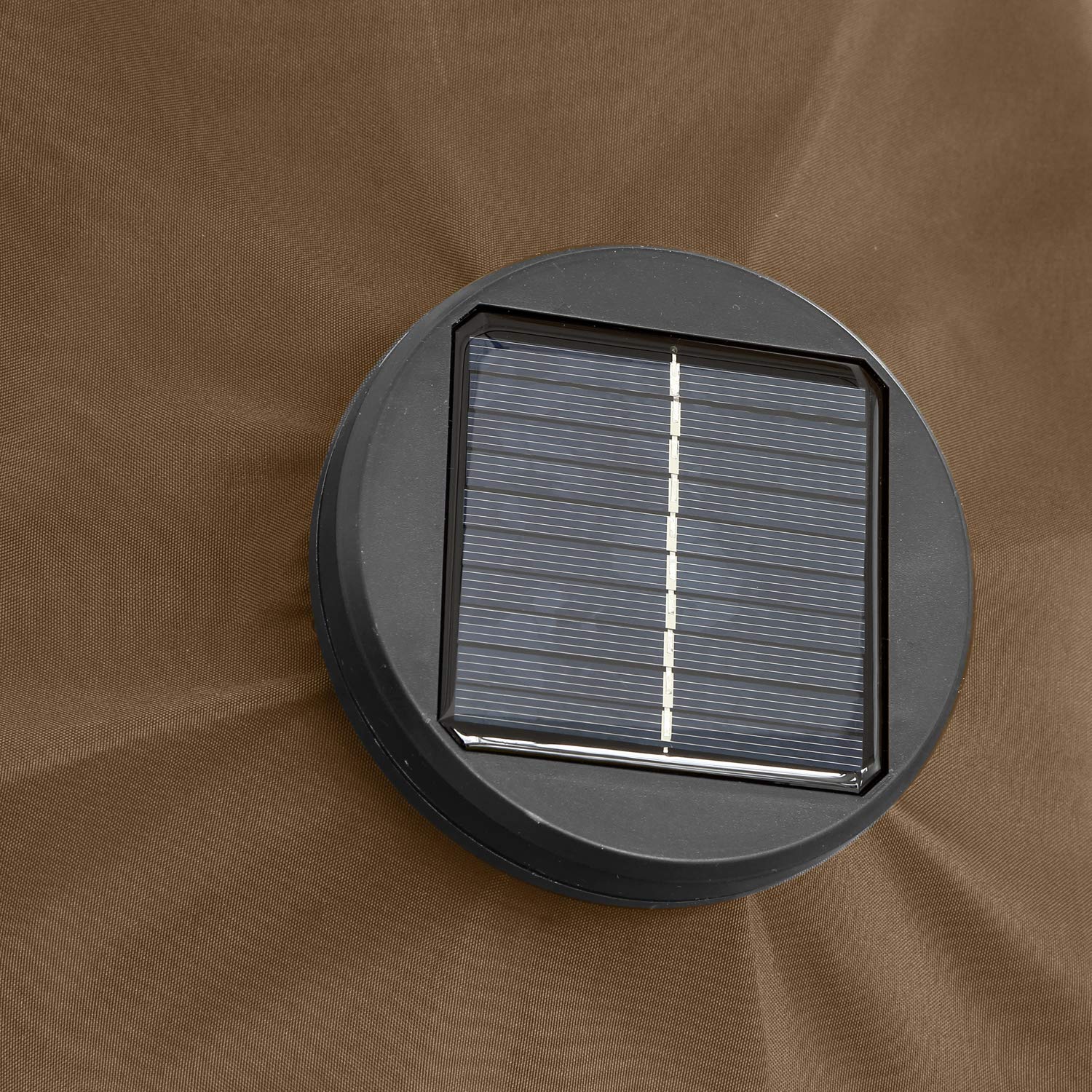 10ft Solar LED Patio Umbrella - Outdoor Garden Umbrella with Auto-Tilt & Wind Vent (Coffee Brown) - Perfect for Backyard, Poolside, and Outdoor Dining Areas