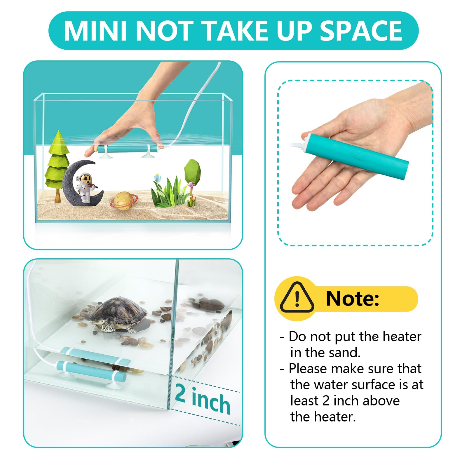 Hygger Mini Submersible Aquarium Heater with External Controller - 5 Temperature Settings (78℉-94℉) for Small Fish Tanks, Betta, Turtle & Freshwater Aquariums - Perfect for Home, Office & Pet Store Use