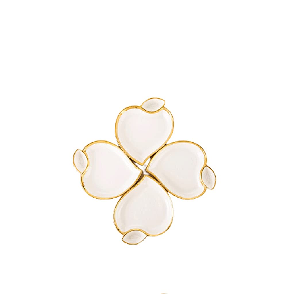 Heart-Shaped Ceramic Plates Set of 4 - 20x24.5x3.5cm White Dinner Plates for Pasta, Desserts, Soup, Fruit & Snacks - Perfect for Kitchen, Dining Table, Parties & Romantic Dinners