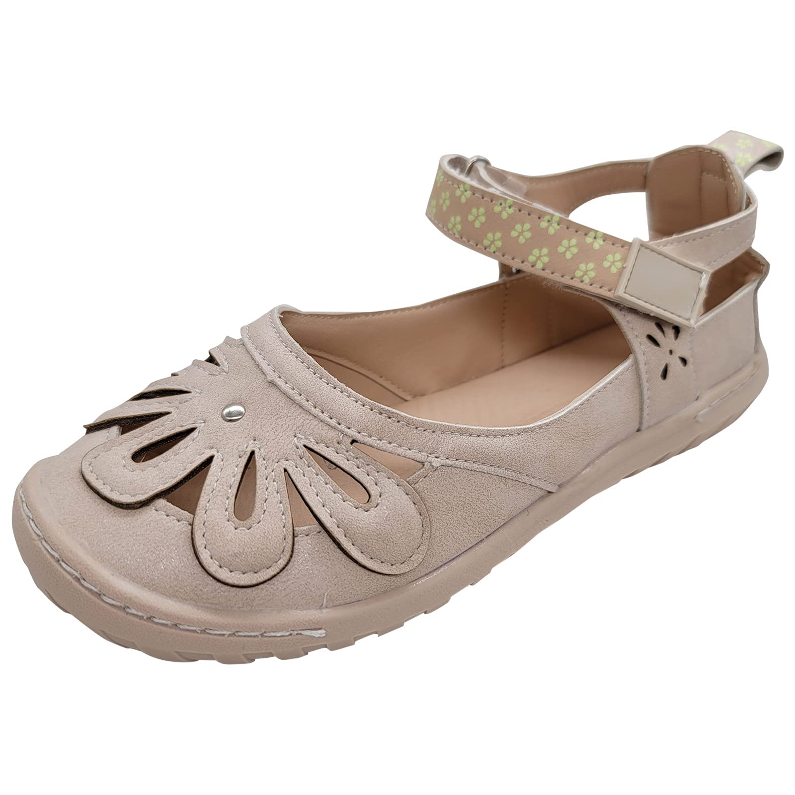 Women's Fullwei Comfortable Closed Toe Sandals - Floral Hollow Out Fisherman Roman Water Hiking Outdoor Sandals & Slides (Beige, Size 8) | Perfect for Beach, Walking, Travel & Summer Fashion