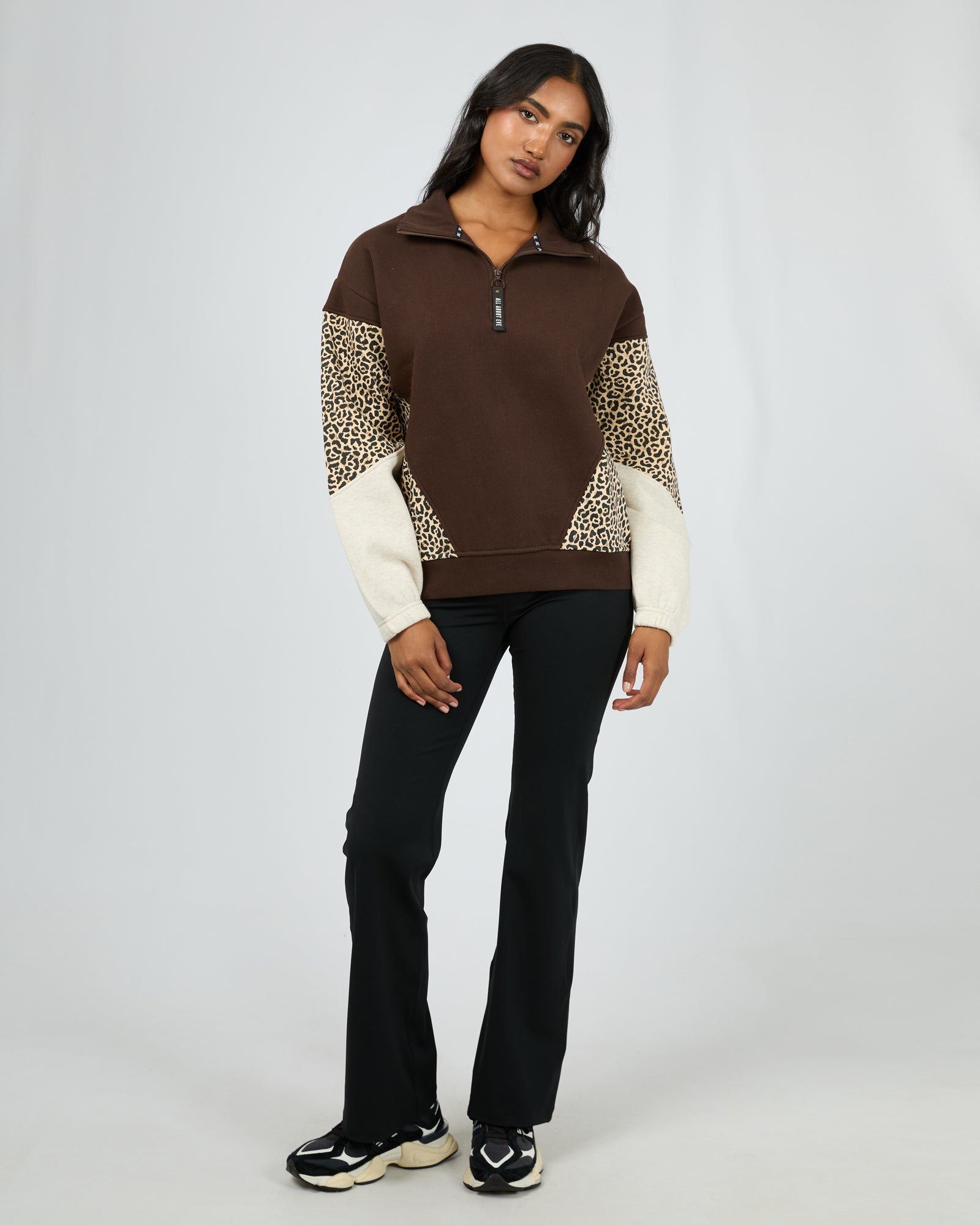 All About Eve Savannah 1/4 Zip Pullover Sweater in Brown | Women's Casual Quarter Zip Knit Top for Fall & Winter | Perfect for Work, Travel and Outdoor Activities