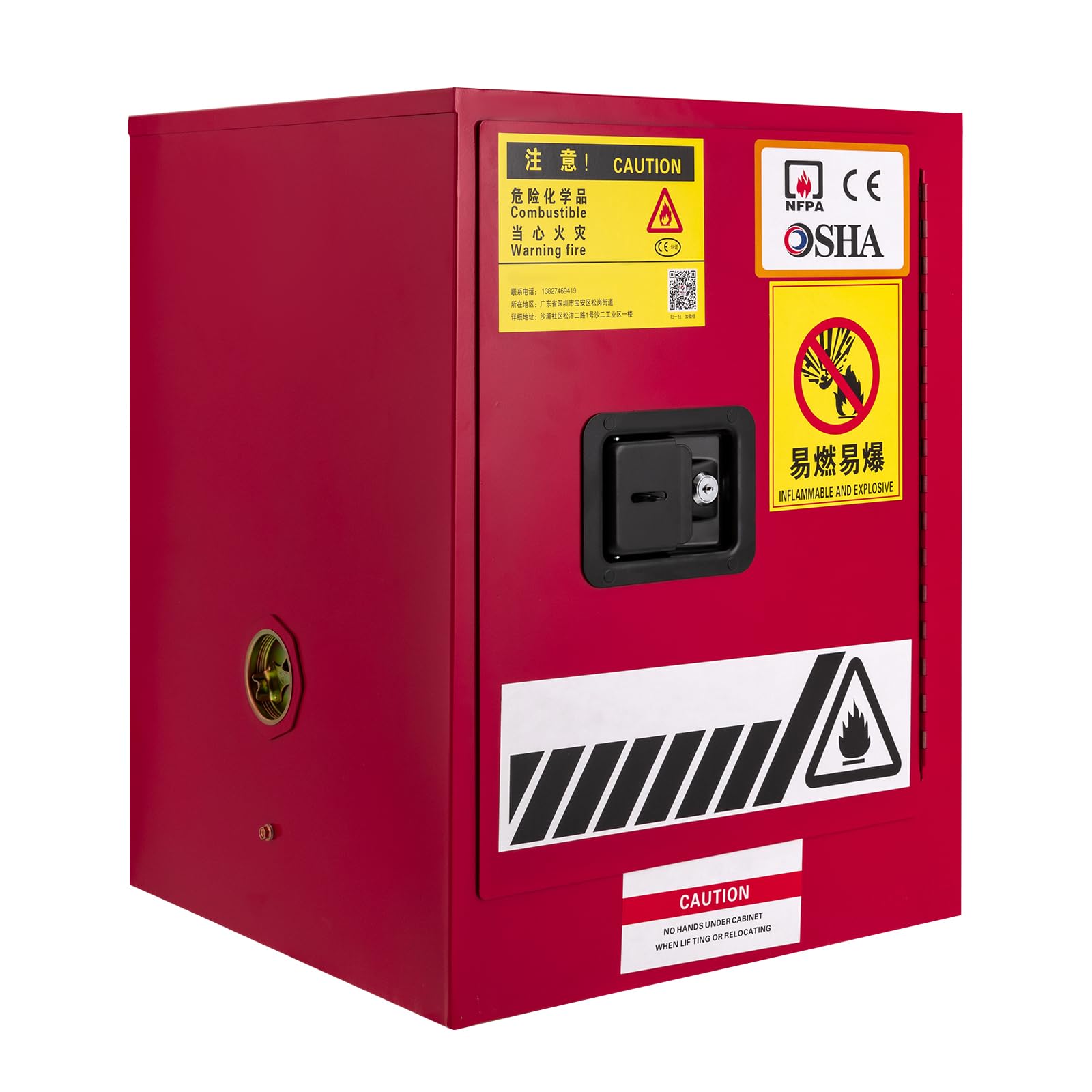4 Gallon (15L) Flammable Safety Cabinet - Hazardous Chemical Storage for Commercial, Industrial & Home Use - 17