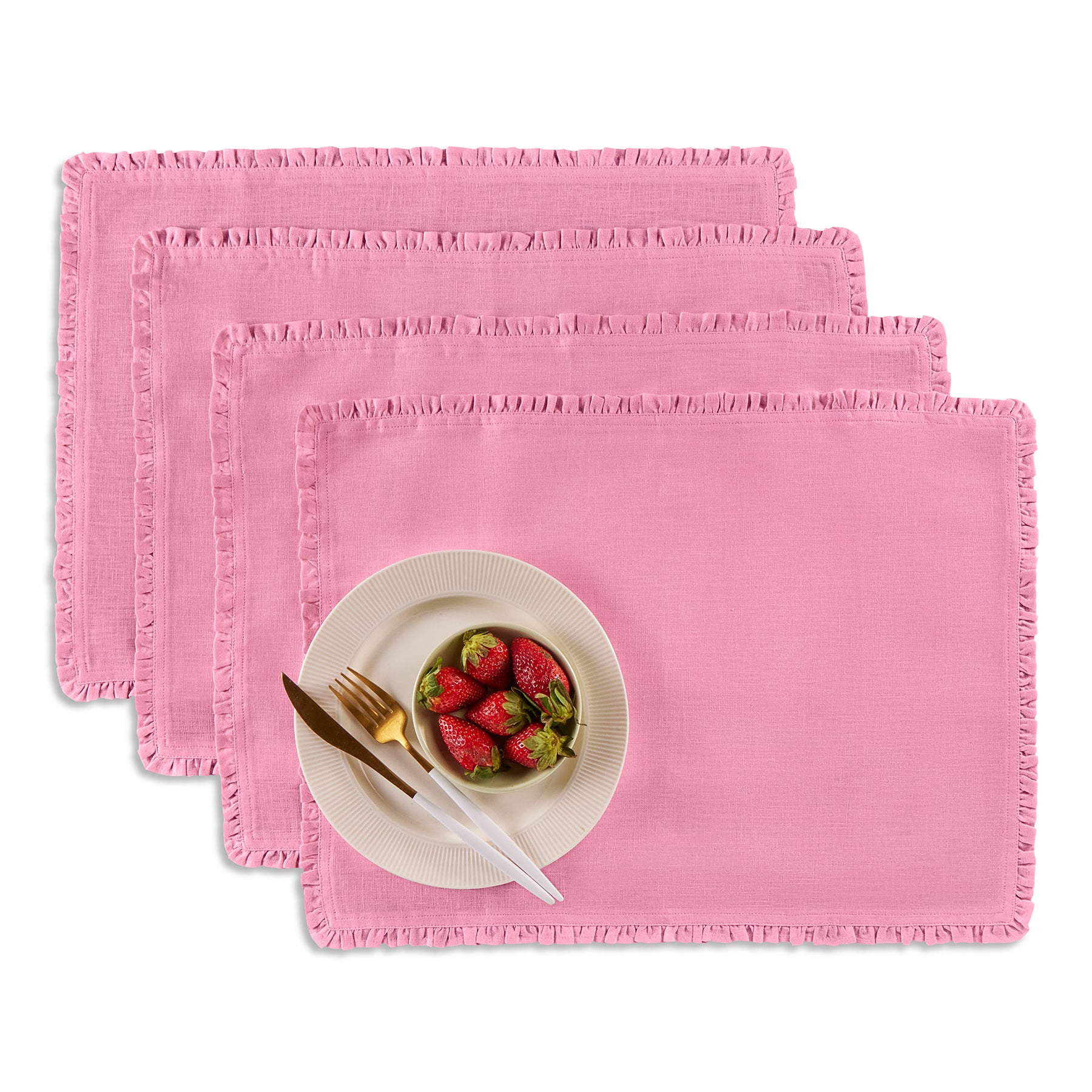 Juliette Ruffle Placemats Set of 4 - Elegant Table Decor for Dining Room, Kitchen, and Party Settings