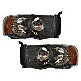 Monaco Executive 2005-2009 RV Motorhome Replacement Headlight Pair (Left & Right) - Black Front Headlights for Improved Night Driving & Safety