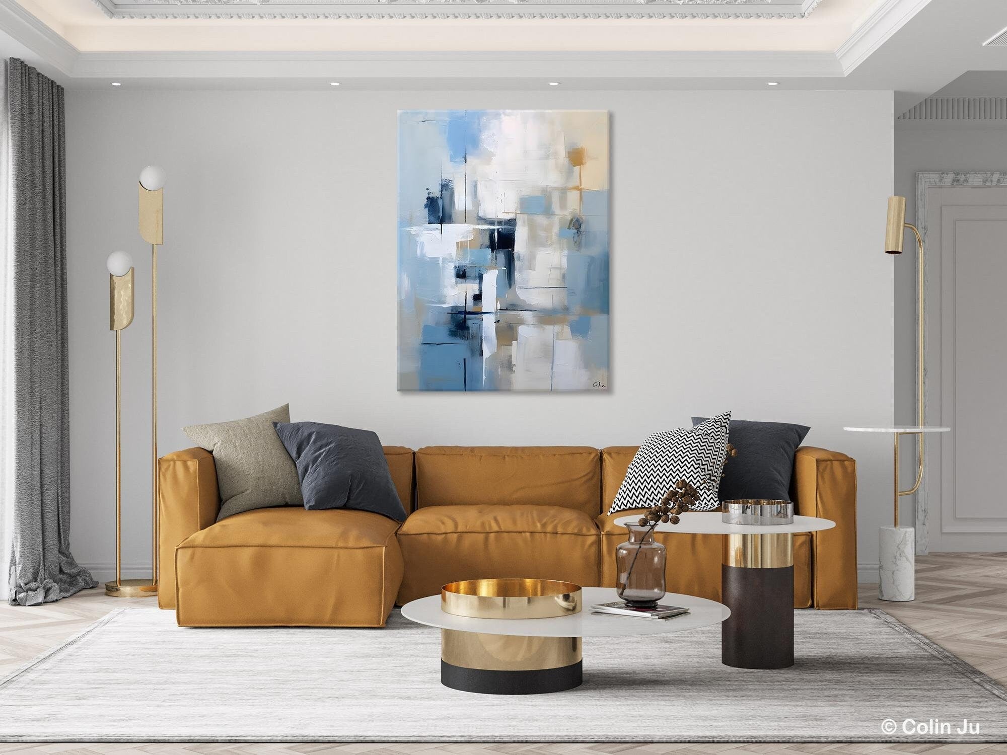 Hand Painted Acrylic Abstract Art on Canvas - Large Modern Wall Painting for Dining Room Decor | Original Contemporary Artwork for Home & Office Interior Design
