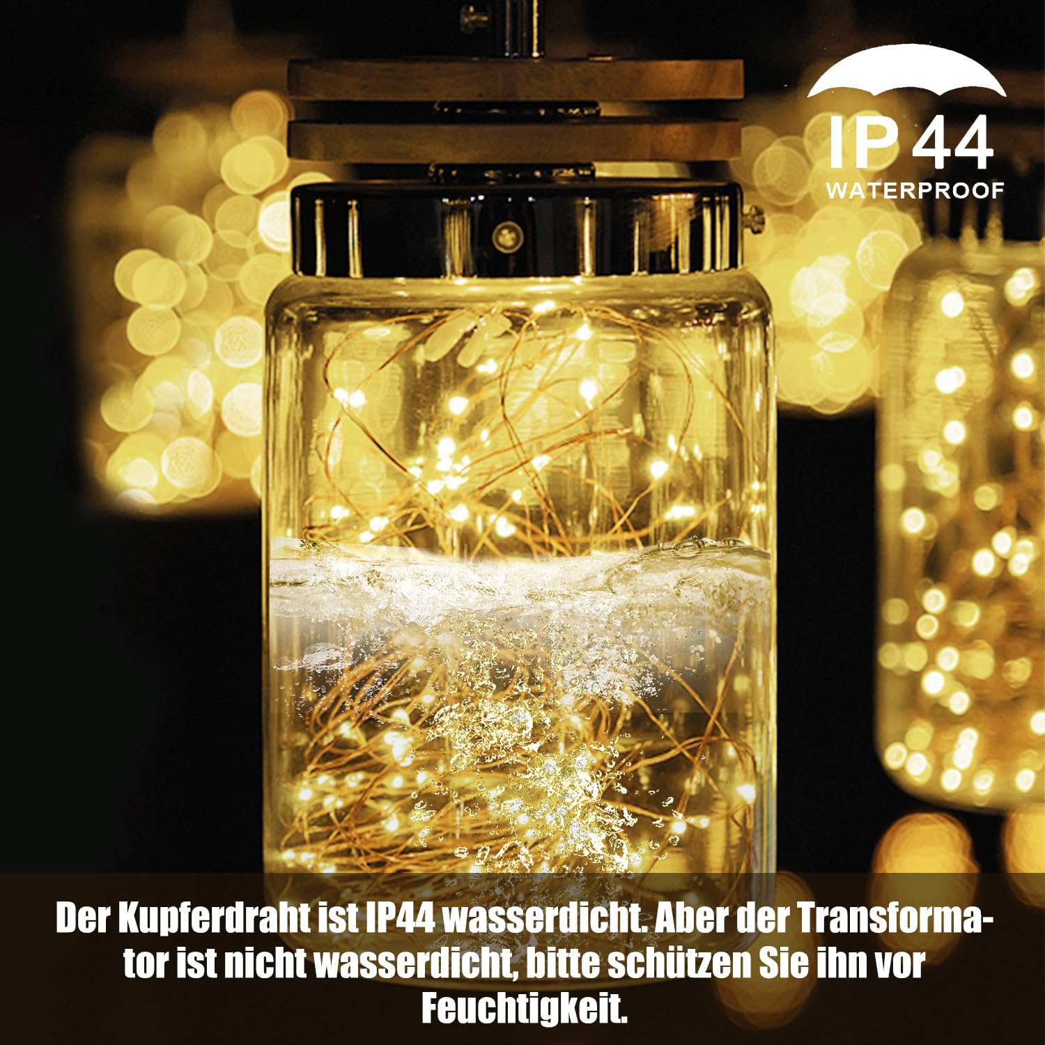 Gresonic 200/300 LED Silver Wire Fairy Lights - Indoor/Outdoor Battery Operated String Lights, Warm White (8 Modes, Timer, Dimmable, 200 LEDs) - Perfect for Christmas, Wedding, Party, Garden, and Home Decor