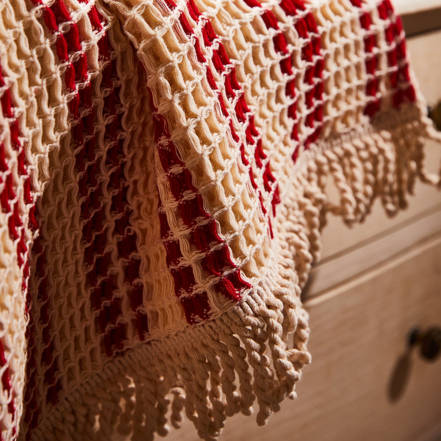Lucien Waffle Hand Towel - Soft Absorbent Bath Towel Set, Scarlet Red - Perfect for Kitchen, Bathroom & Spa Use