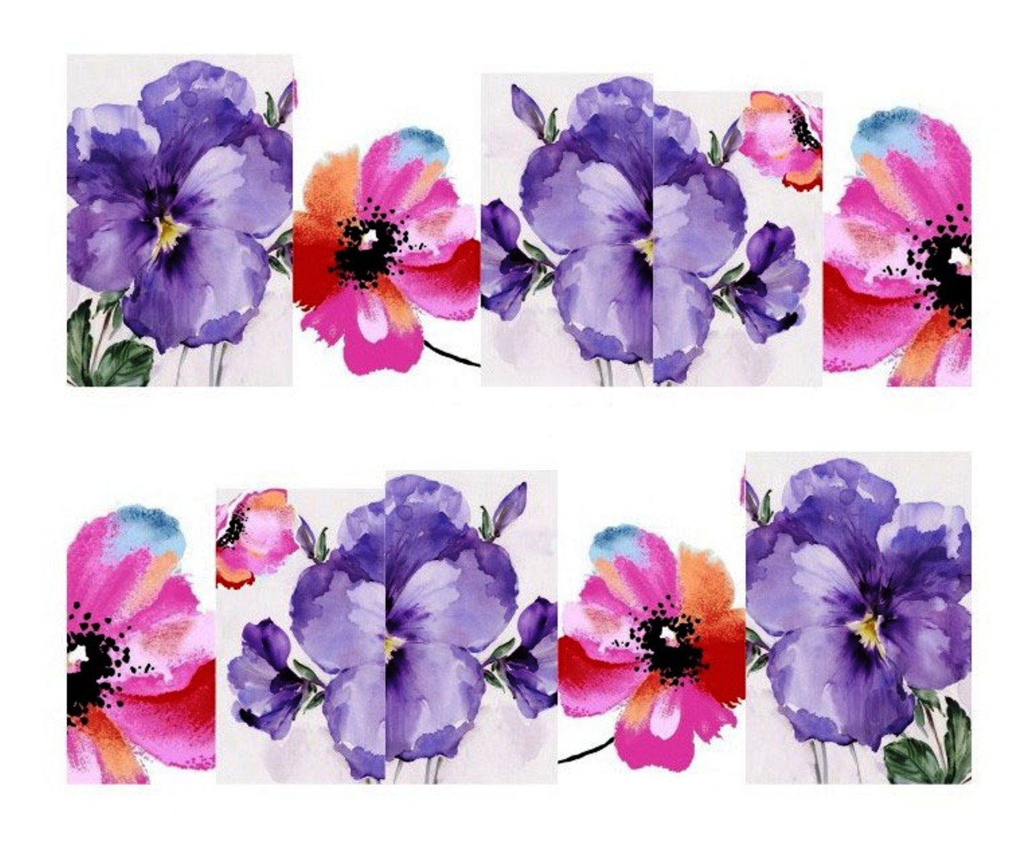 3D Oil Printing French Nail Art Water Transfer Stickers - Purple Floral Design for Manicure & Nail Decoration | Perfect for Salon, Home DIY, Parties & Special Occasions