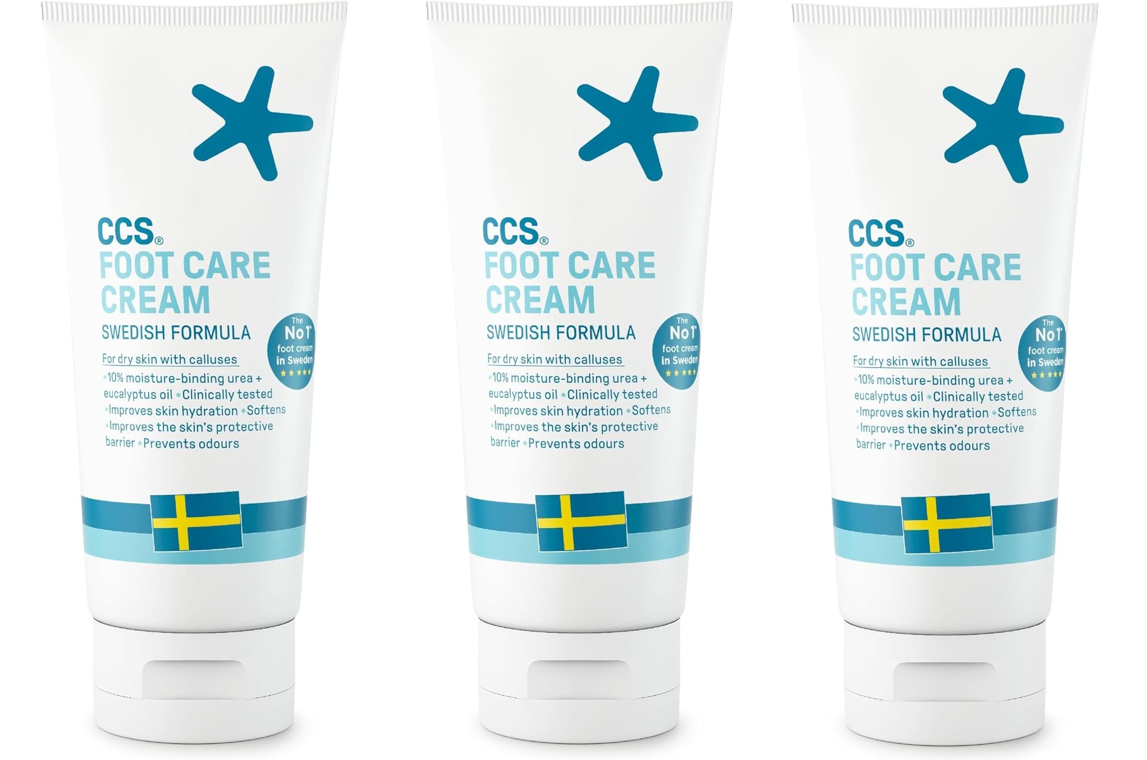 CCS Foot Care Cream Tube 175ml (Pack of 3) - Moisturizing & Healing Foot Balm for Dry Cracked Feet - Perfect for Daily Foot Care & Pedicure Routine