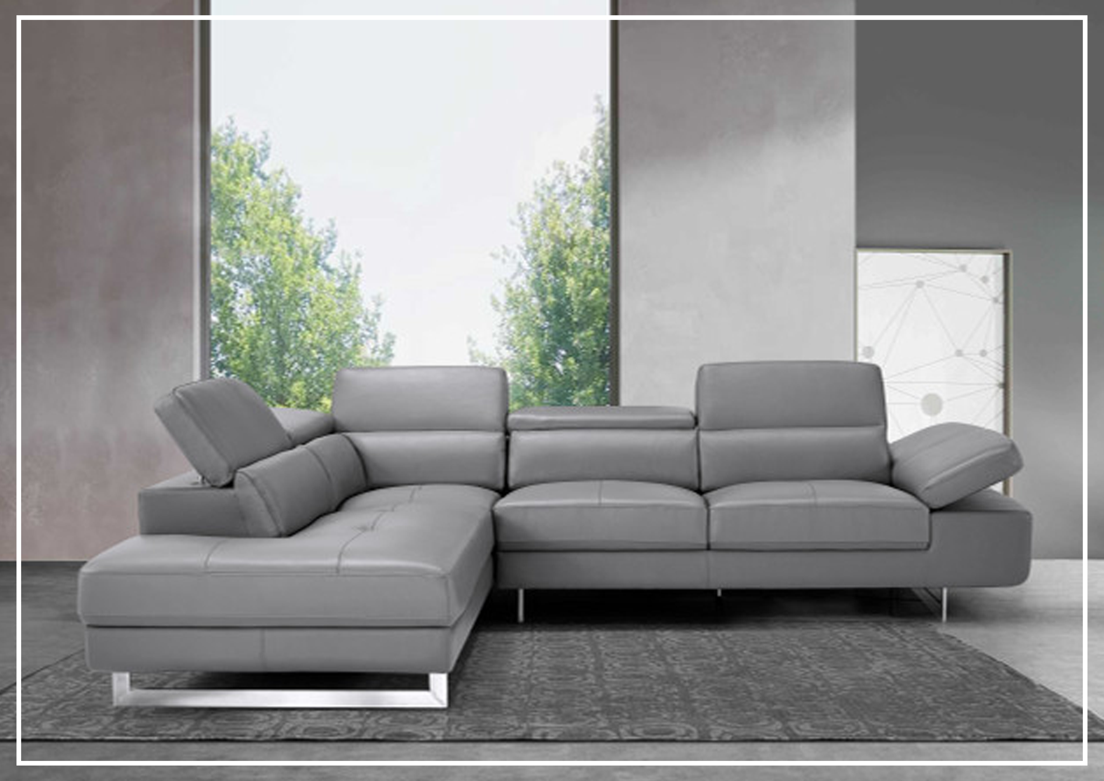 Gio Italia Cavour Mansion L-Shaped Italian Leather Sectional Sofa - Luxurious Modern Living Room Furniture for Home Theater & Family Gatherings