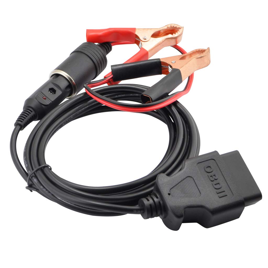 3M/10ft OBD II Vehicle ECU Emergency Power Supply Cable with Alligator Clips - 12V Car Battery Memory Saver & Cigarette Lighter Power Extension - Perfect for Car Maintenance, ECU Programming & Battery Replacement