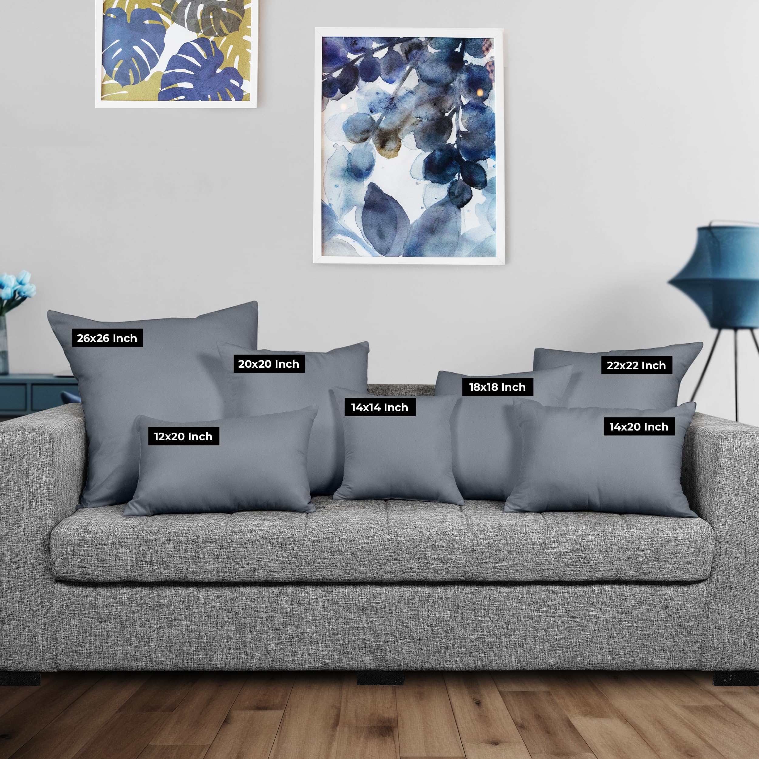 Utopia Bedding 22x22 Inch Throw Pillow Inserts (Pack of 2, Grey) - Soft Decorative Couch & Bed Pillows for Living Room, Bedroom - Perfect for Home Decor, Sofa Accents and Cozy Comfort