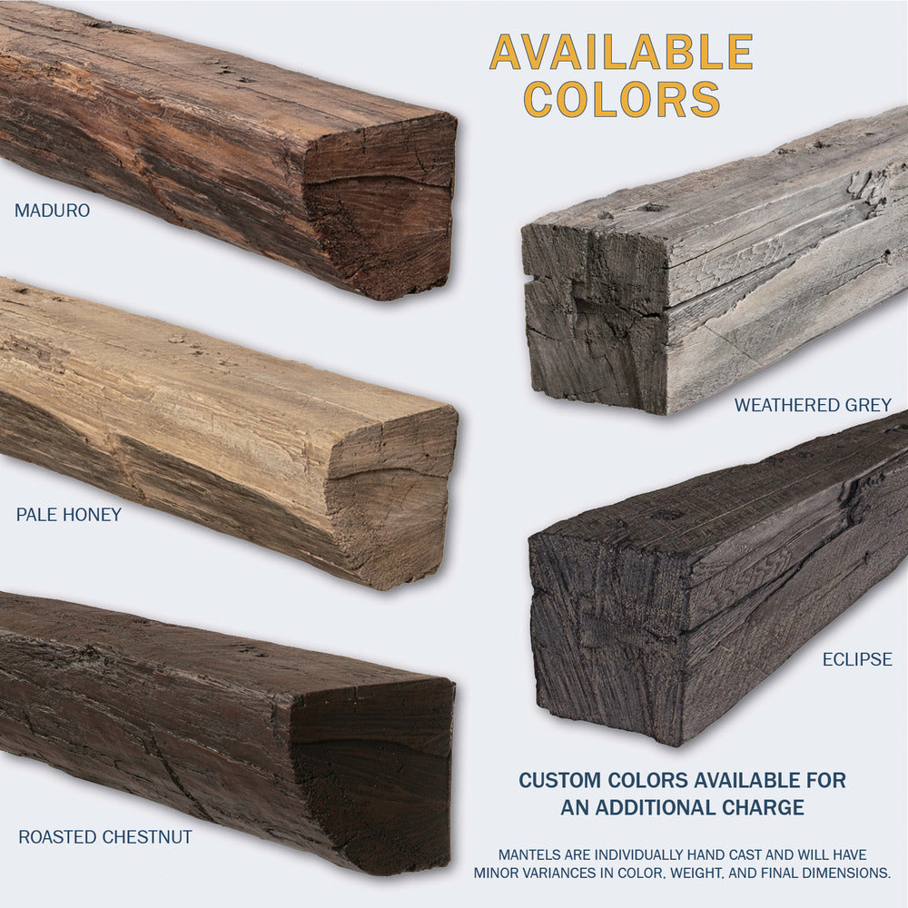 Lexington Hearth Cabin Pine Concrete Faux Wood Fireplace Mantel Shelf - Rustic Home Decor for Living Room, Bedroom & Office