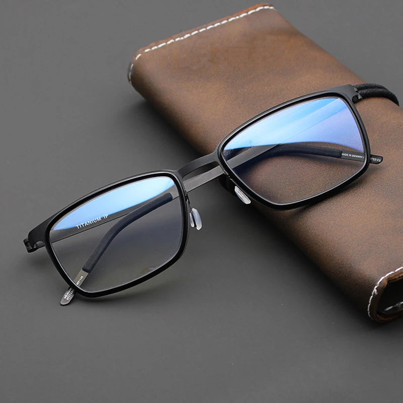 Stylish Unisex Black Titanium Acetate Rectangle Eyeglasses Frame 9711 - Perfect for Work, Reading & Fashion Accessories