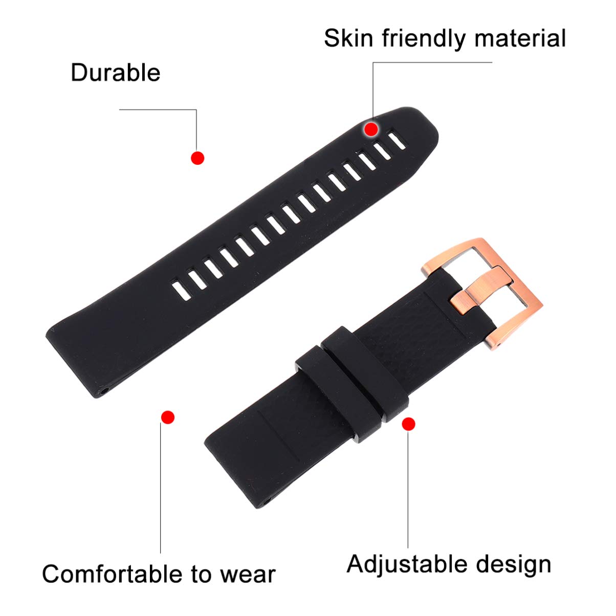 UKCOCO Adjustable Silicone Watch Band Replacement - Soft Durable Strap Compatible with Apple Watch, Fitbit, Samsung & More - Perfect for Workouts, Swimming & Everyday Wear
