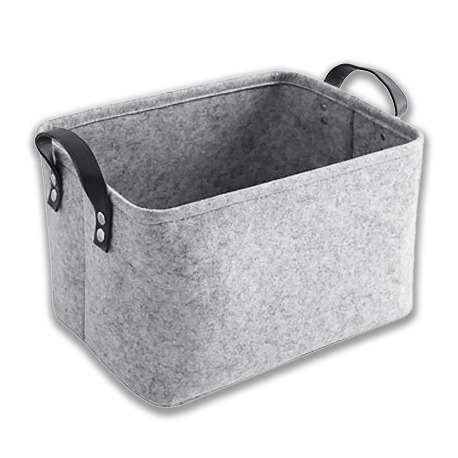 Collapsible Laundry Basket with Leather Handles - Large Heavy Duty Felt Hamper for Clothes, Toys & Storage | Foldable Laundry Bin for Bedroom, Laundry Room & Dorm Organization