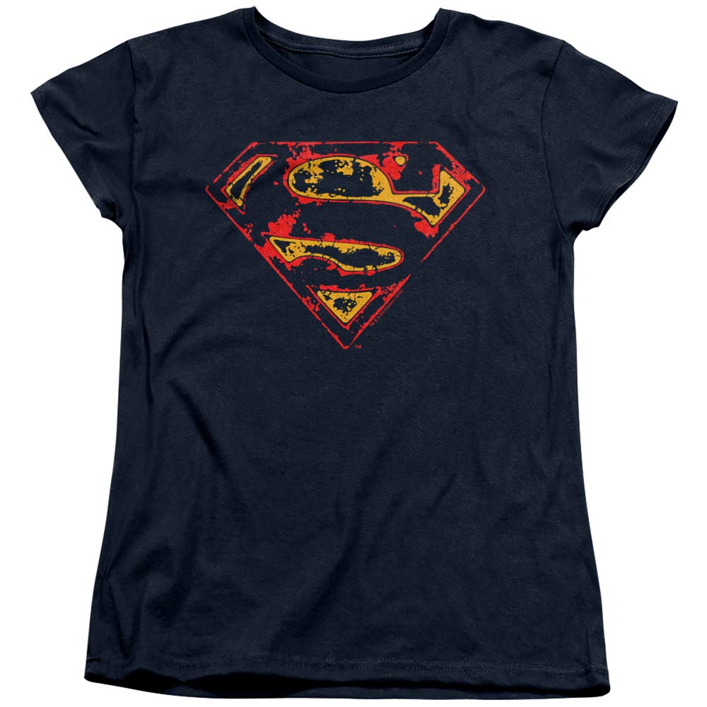 Superman Super Distressed Women's T-Shirt | Vintage Graphic Tee for Women | Casual Streetwear & Cosplay Outfit