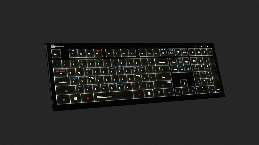 LogicKeyboard ASTRA 2 Series PC Wired Backlit Shortcut Keyboard for Windows OS - US English Layout - Ideal for Office Work, Gaming & Programming