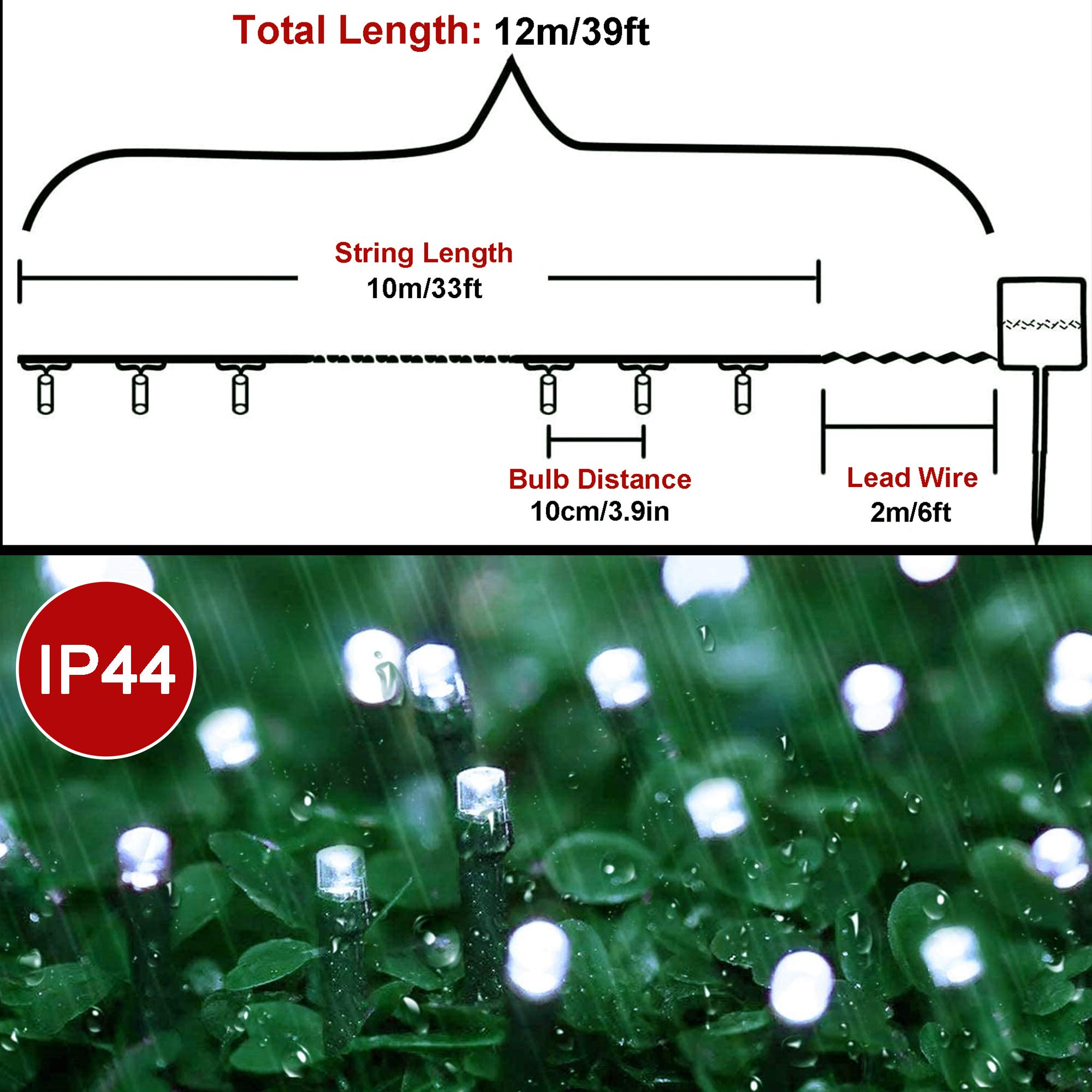 2 Pack Solar String Lights Outdoor - 39ft 100 LED Waterproof Fairy Lights with 8 Modes for Garden, Tree, Patio, Yard, Wedding & Party Decorations (Cool White) - Perfect for Backyard Ambiance, Evening Gatherings and Holiday Lighting
