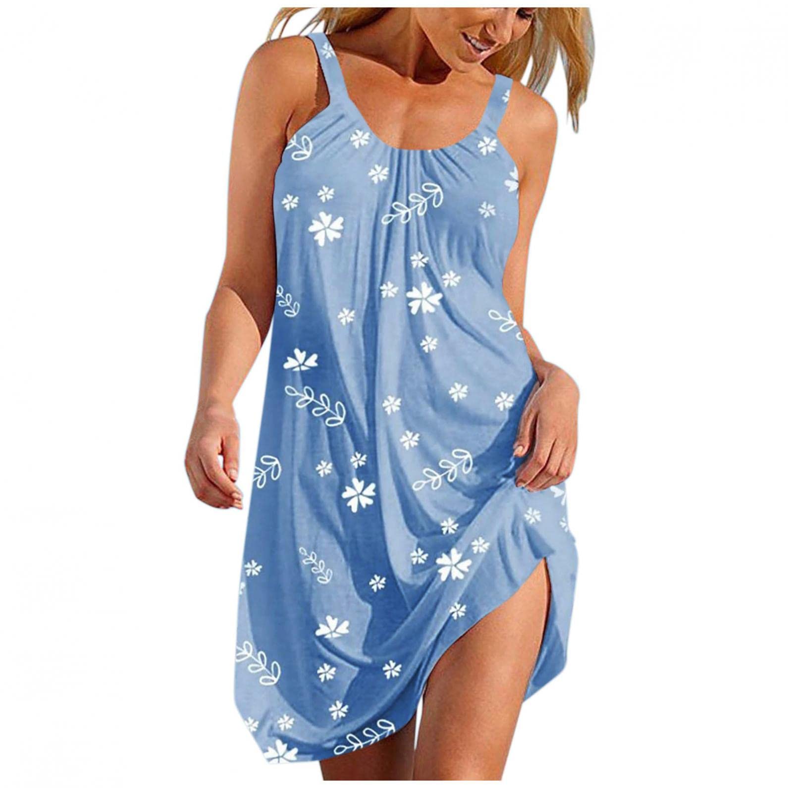 Masbird Women's Summer Sleeveless Loose Mini Dress - Casual Tank Sundress for Beach, Party & Vacation | Flowy Short Dress for Hot Weather